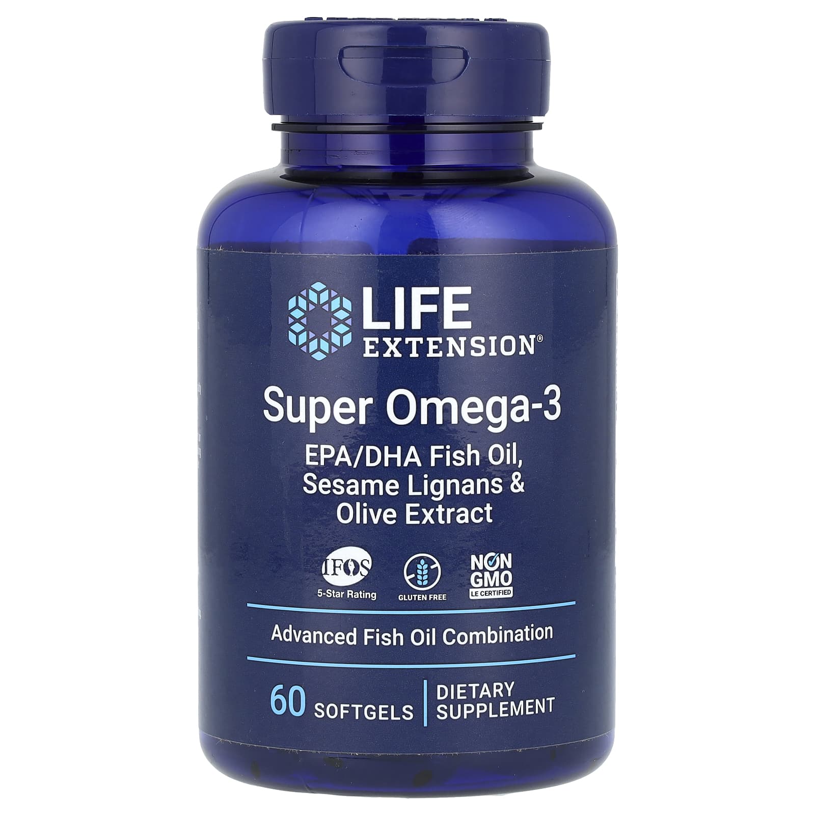 Óleo de peixe Super Ômega-3 com EPA/DHA, 60 cápsulas gelatinosas, Life Extension