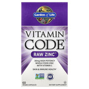 Vitamin Code Zinco Bruto - 60 cápsulas veganas, Garden of Life