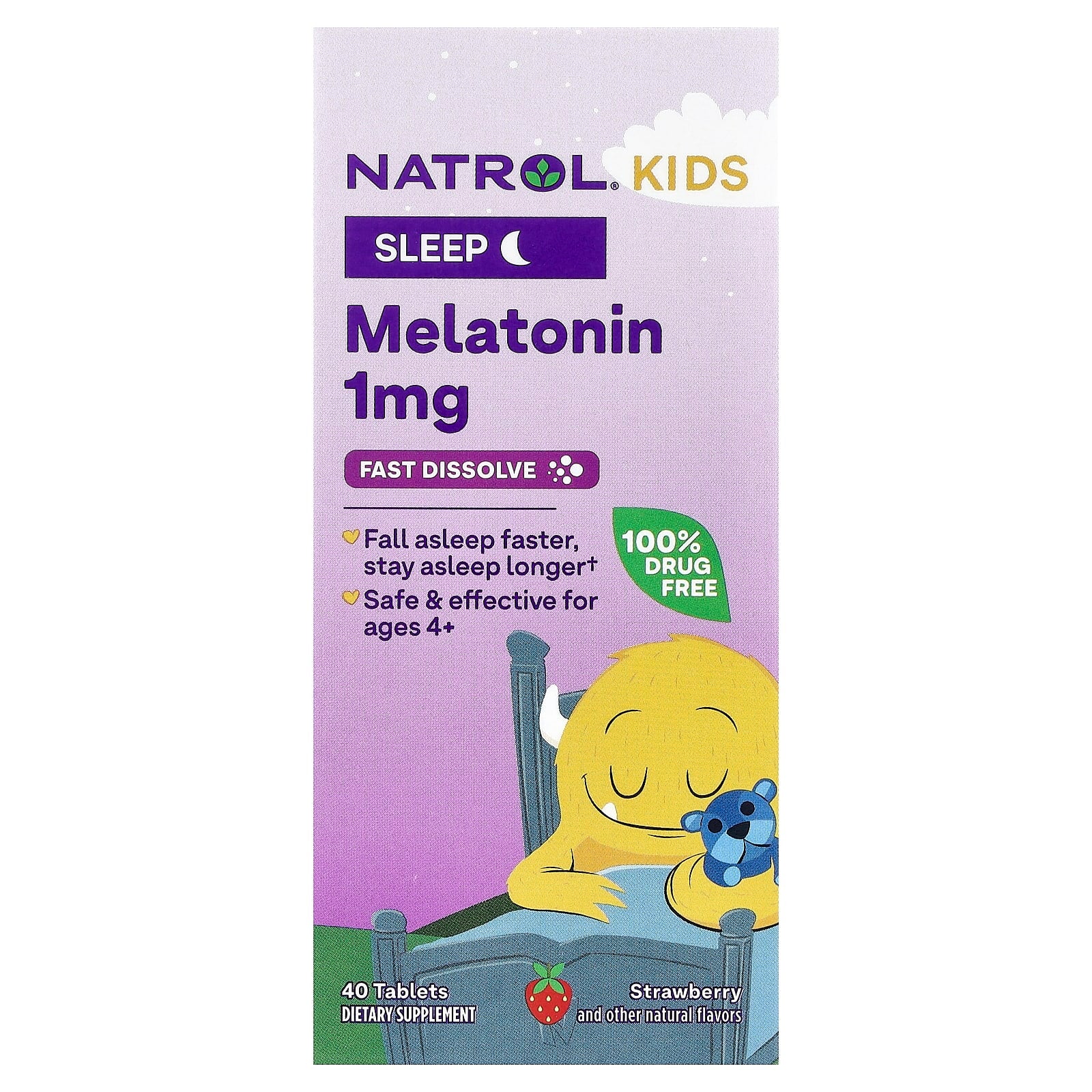 Melatonina Infantil, Morango - 40 comprimidos - Natrol