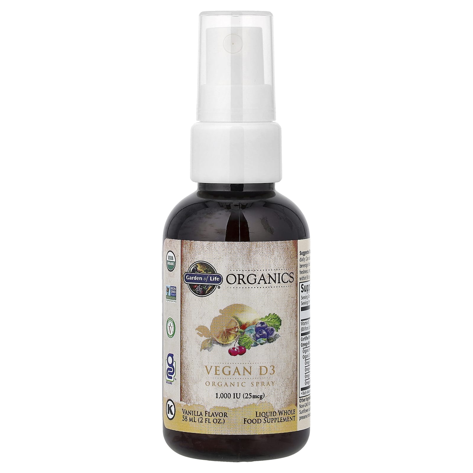 Mykind Vegan D3 Spray, 1000 UI (Baunilha) - 58 ml., Garden of Life