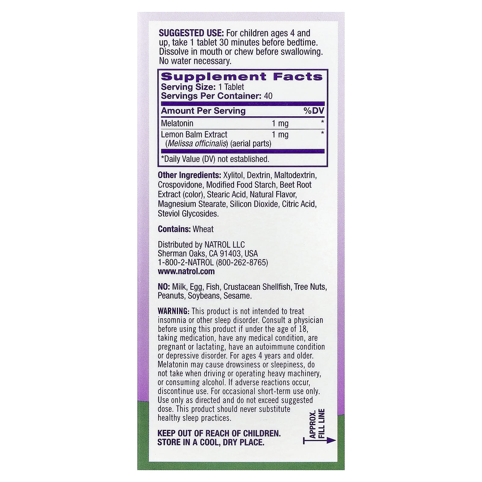 Melatonina Infantil, Morango - 40 comprimidos - Natrol