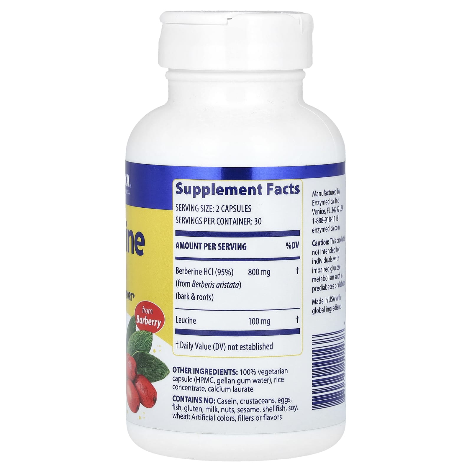 Berberina - 120 cápsulas - Enzymedica