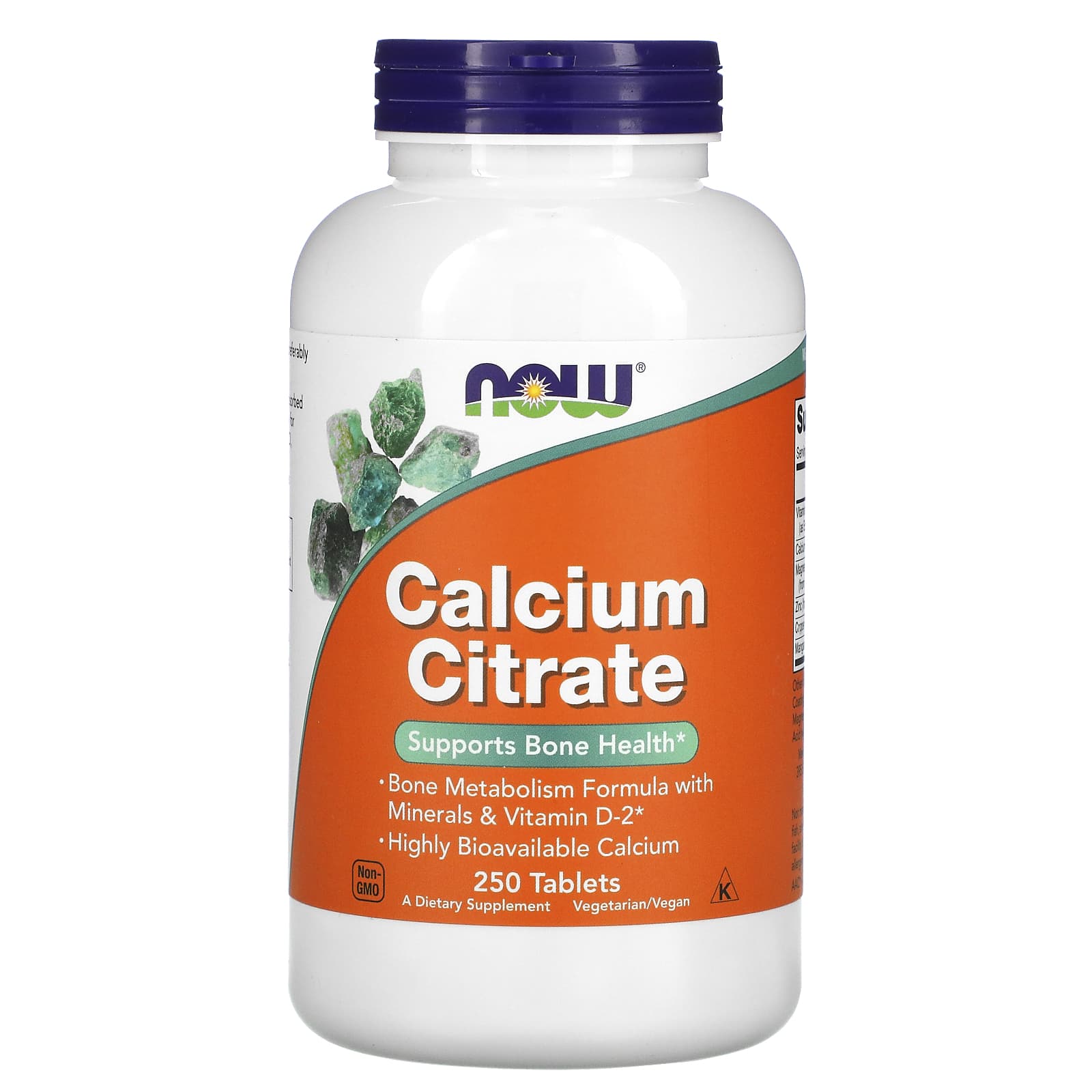 Citrato de cálcio com minerais e vitamina D-2, 250 comprimidos, Now Foods