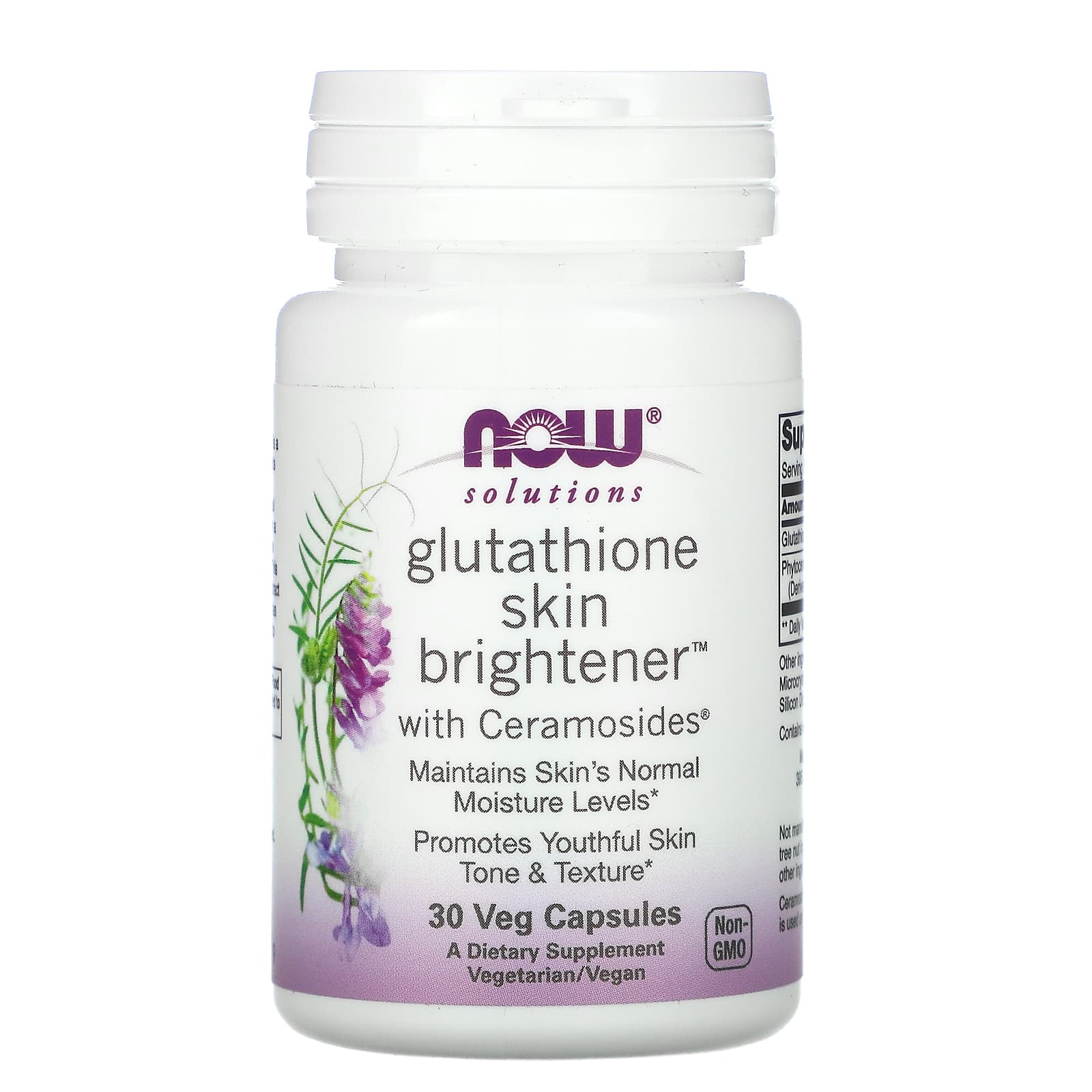 Clareador de pele com glutationa e ceramosídeos, 30 vcaps, Now Foods