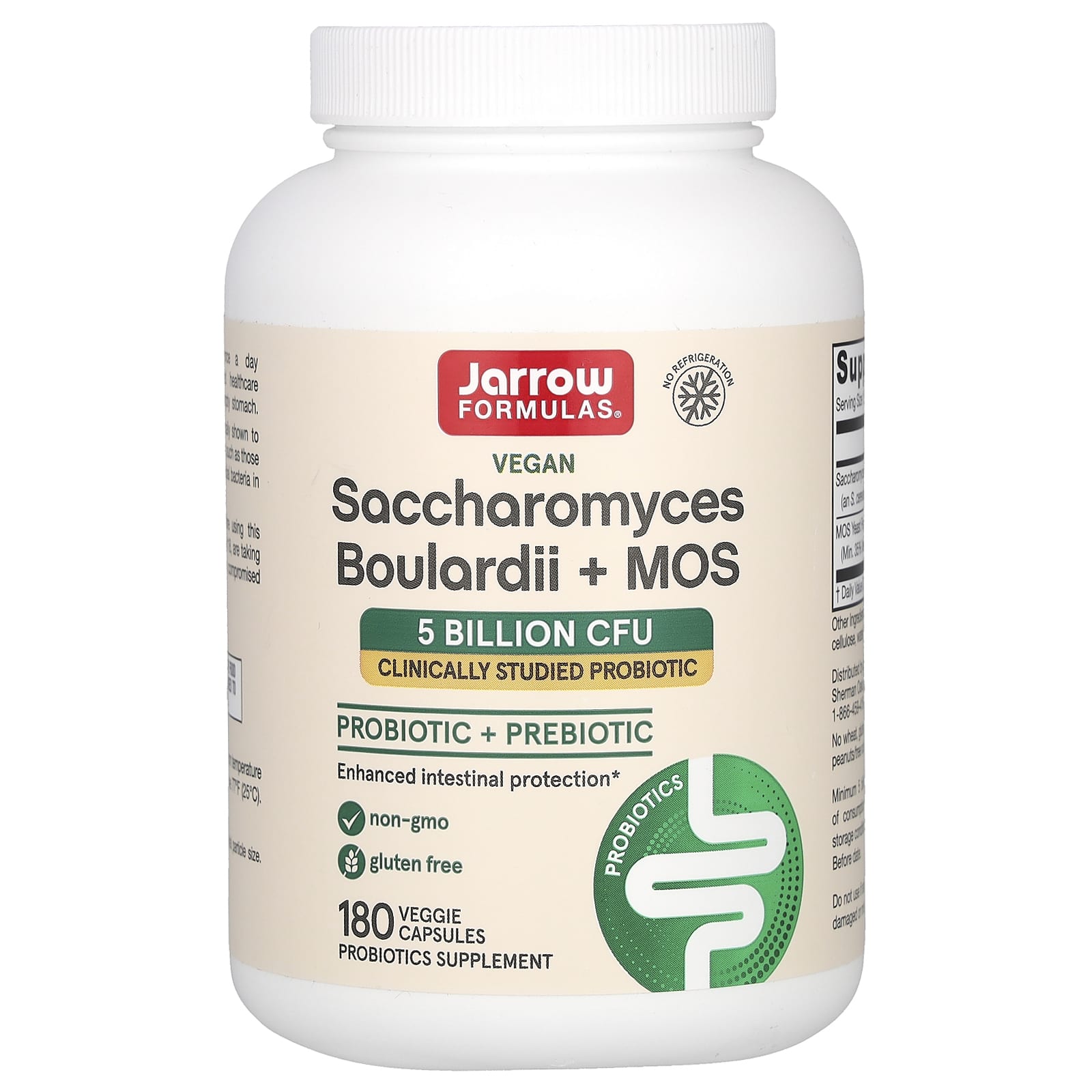 Saccharomyces Boulardii + MOS - 180 cápsulas vegetais, Jarrow Formulas