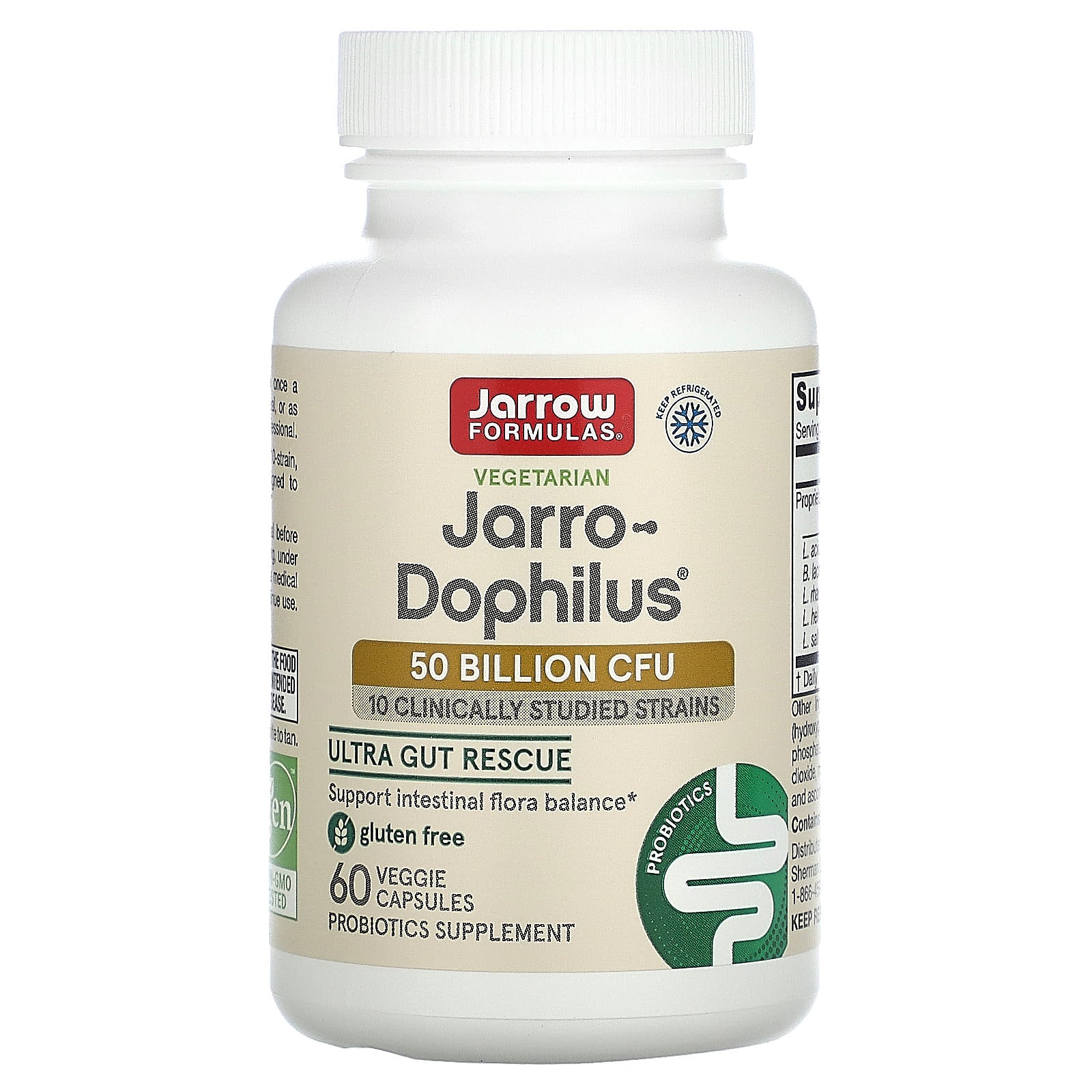 Jarro-Dophilus Ultra Gut Rescue, 50 bilhões de UFC - 60 cápsulas vegetais, Jarrow Formulas