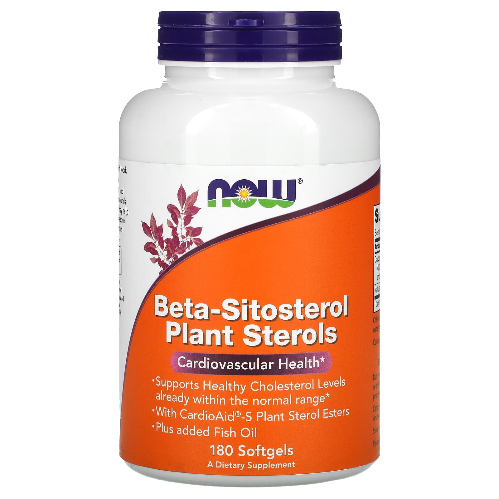 Esteróis Vegetais Beta-Sitosterol, 180 Cápsulas, Now Foods