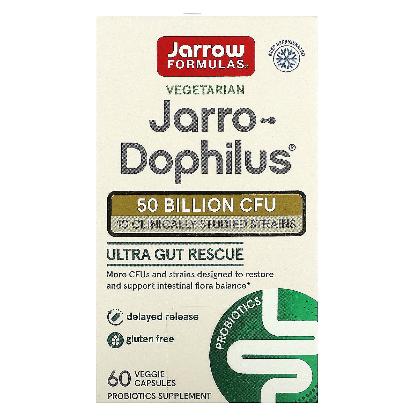 Jarro-Dophilus Ultra Gut Rescue, 50 bilhões de UFC - 60 cápsulas vegetais, Jarrow Formulas