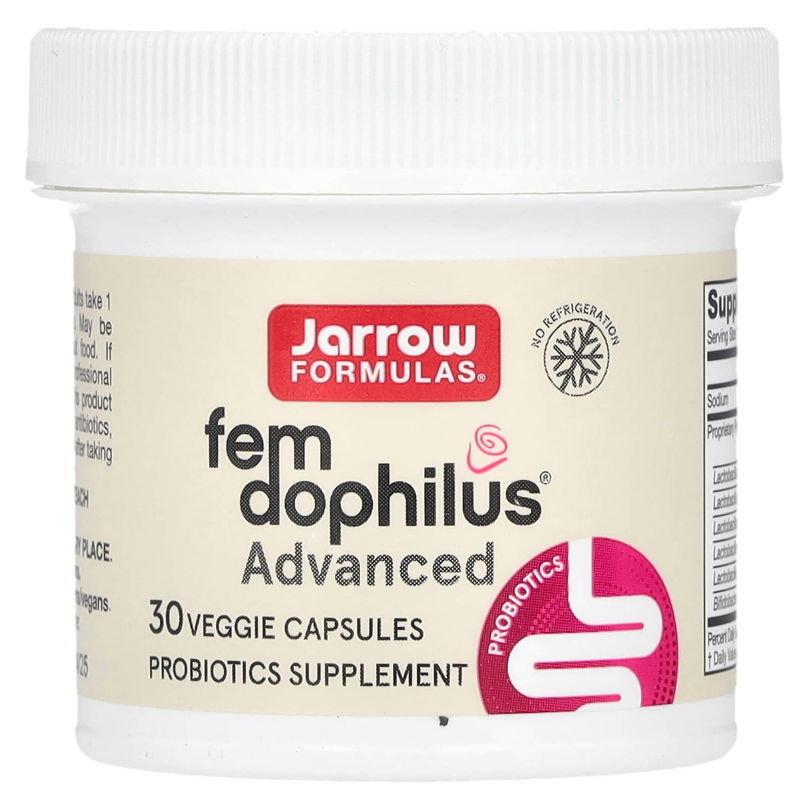 Fem-Dophilus Advanced - Estável em prateleira, 10 bilhões de UFC - 30 vcaps, Jarrow Formulas