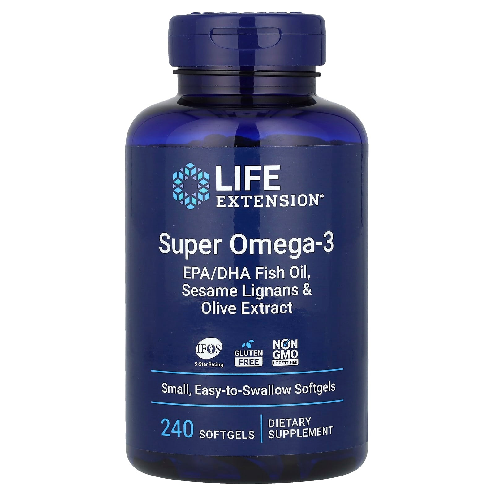 Óleo de peixe Super Ômega-3 com EPA/DHA, 240 cápsulas gelatinosas, Life Extension