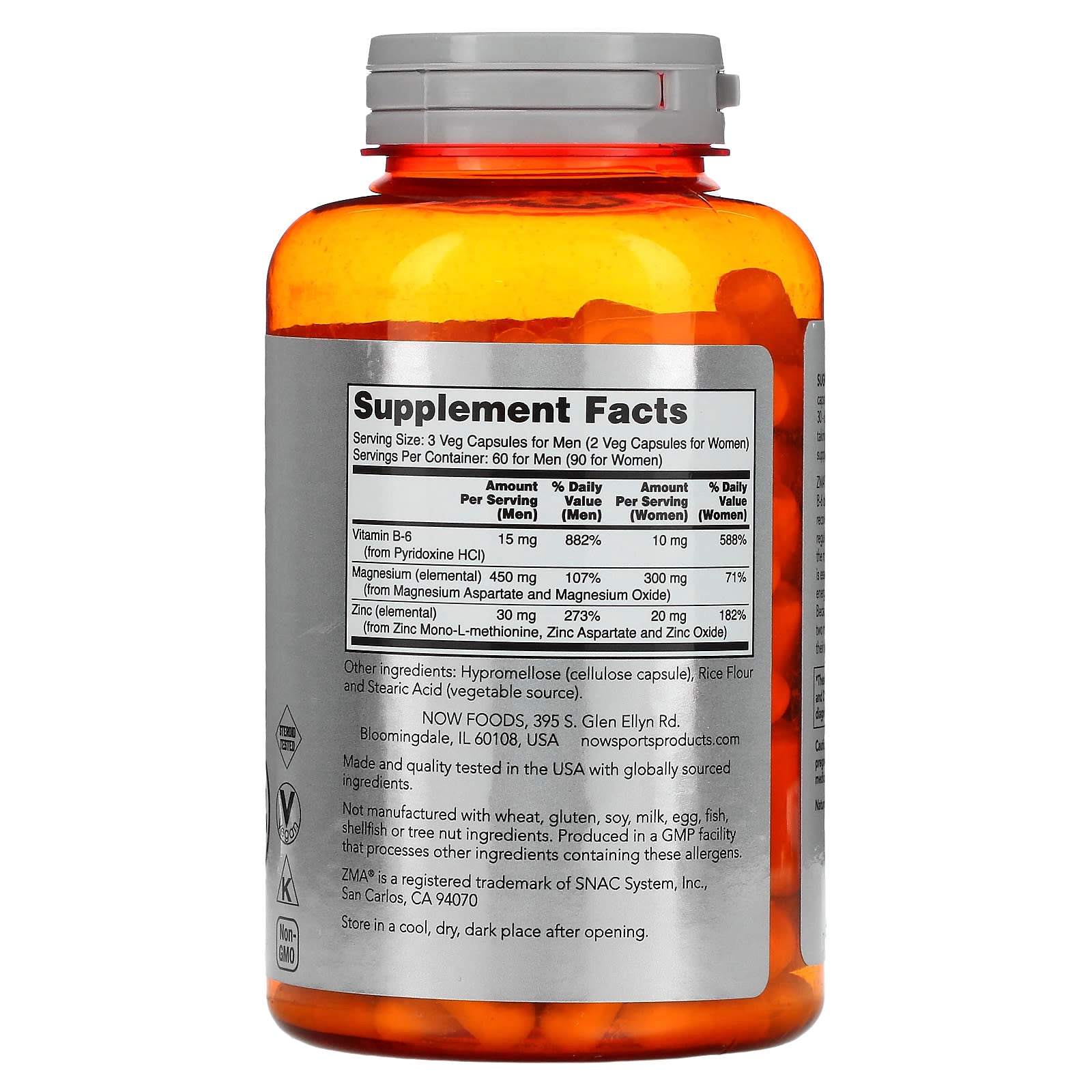 ZMA - Recuperação Esportiva, 180 vcaps, Now Foods