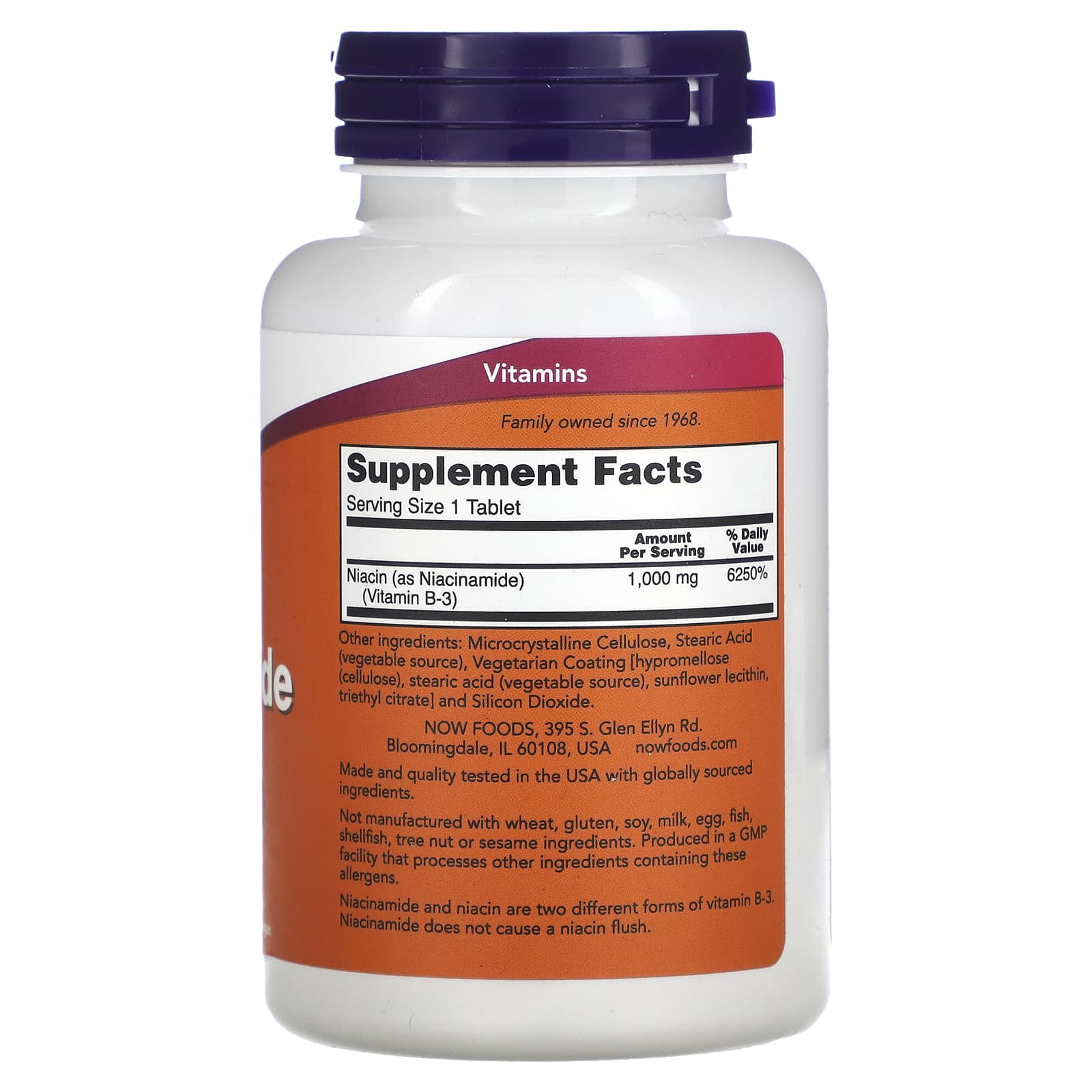 Niacinamida - 1000mg, 90 comprimidos, Now Foods
