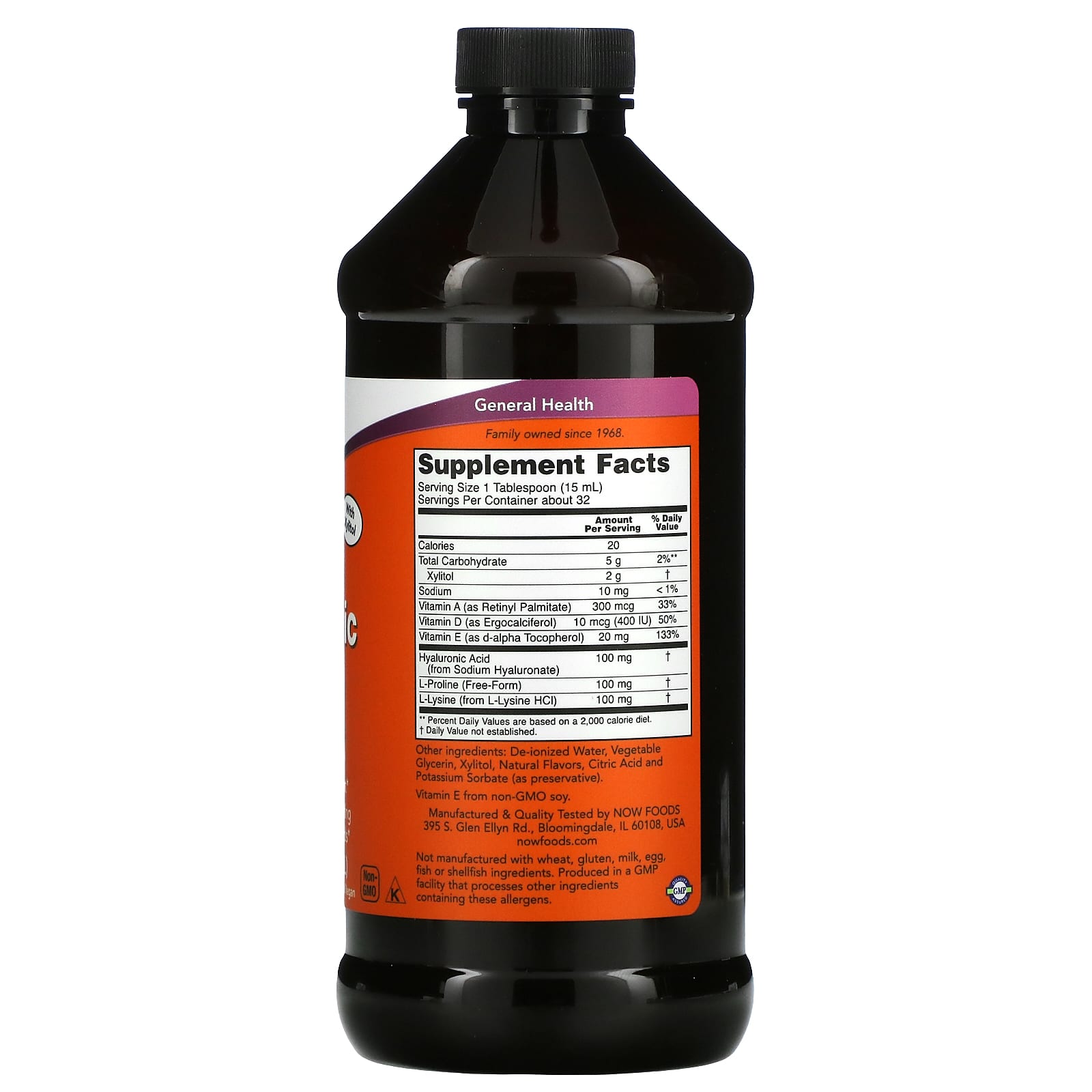 Ácido Hialurônico Líquido, 473 ml., Now Foods