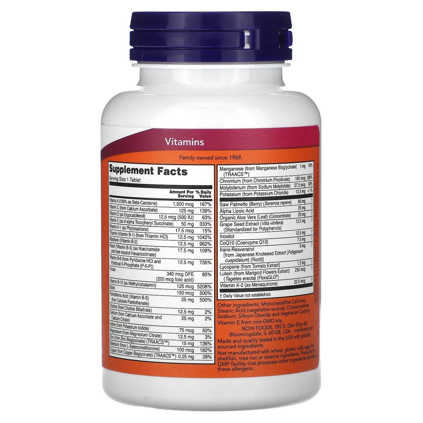 ADAM Multivitamínico para Homens, 60 comprimidos, Now Foods