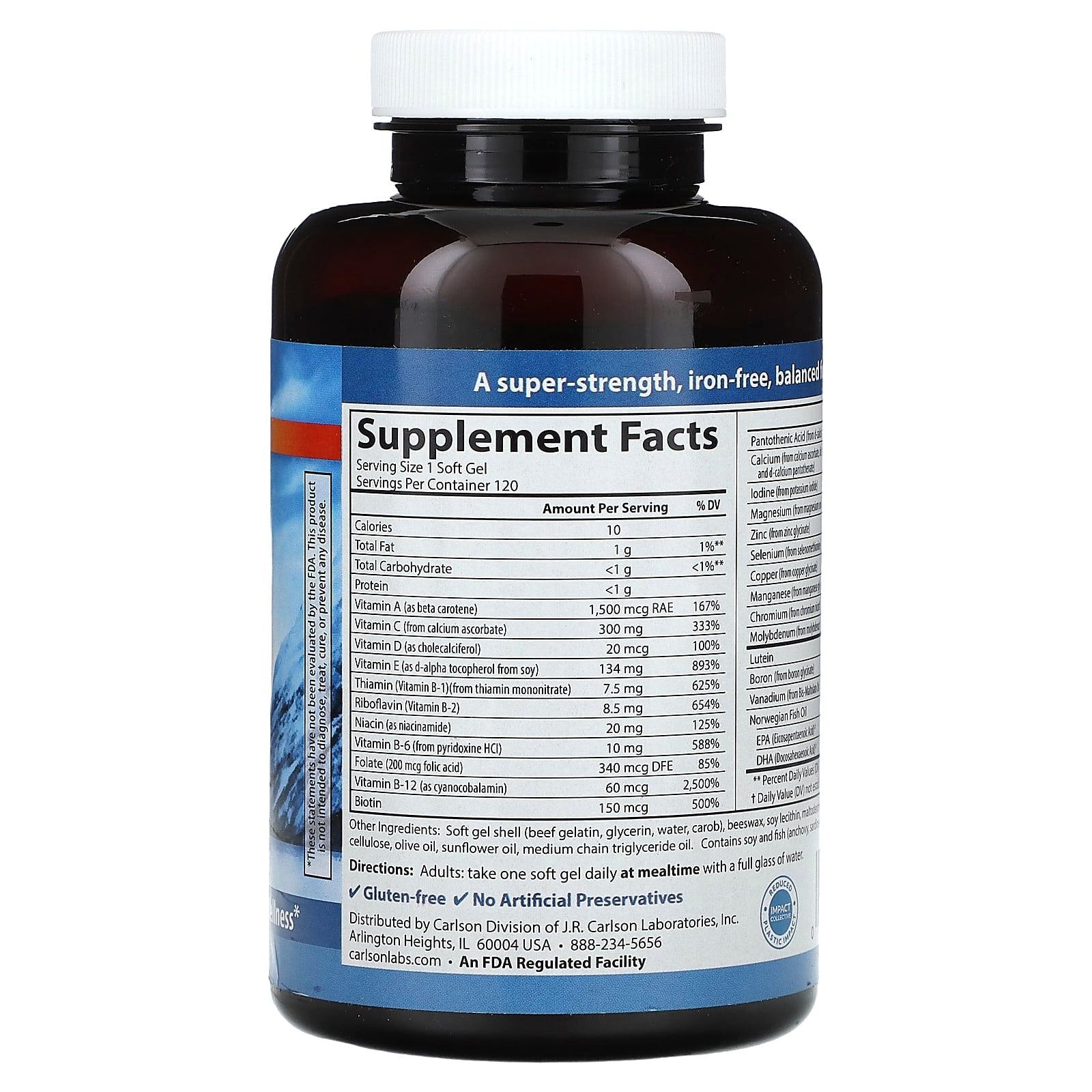 Multi + Ômega-3 - 120 cápsulas gelatinosas - Carlson Labs
