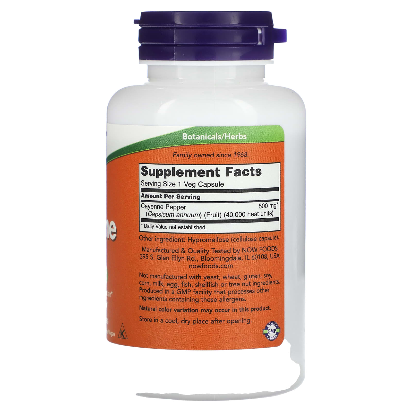 Pimenta Caiena 500 mg, 100 Cápsulas Vegetarianas, Now Foods