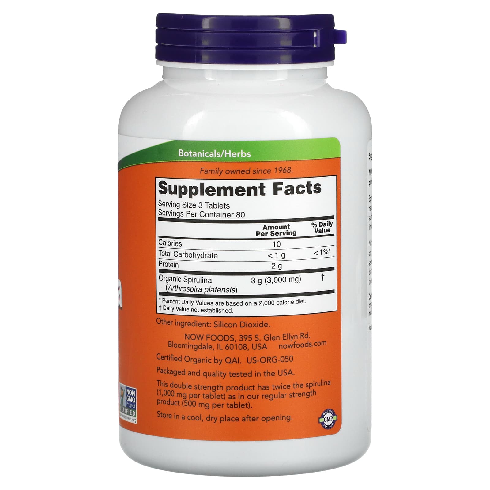 Espirulina - 1000mg, 240 comprimidos, Now Foods