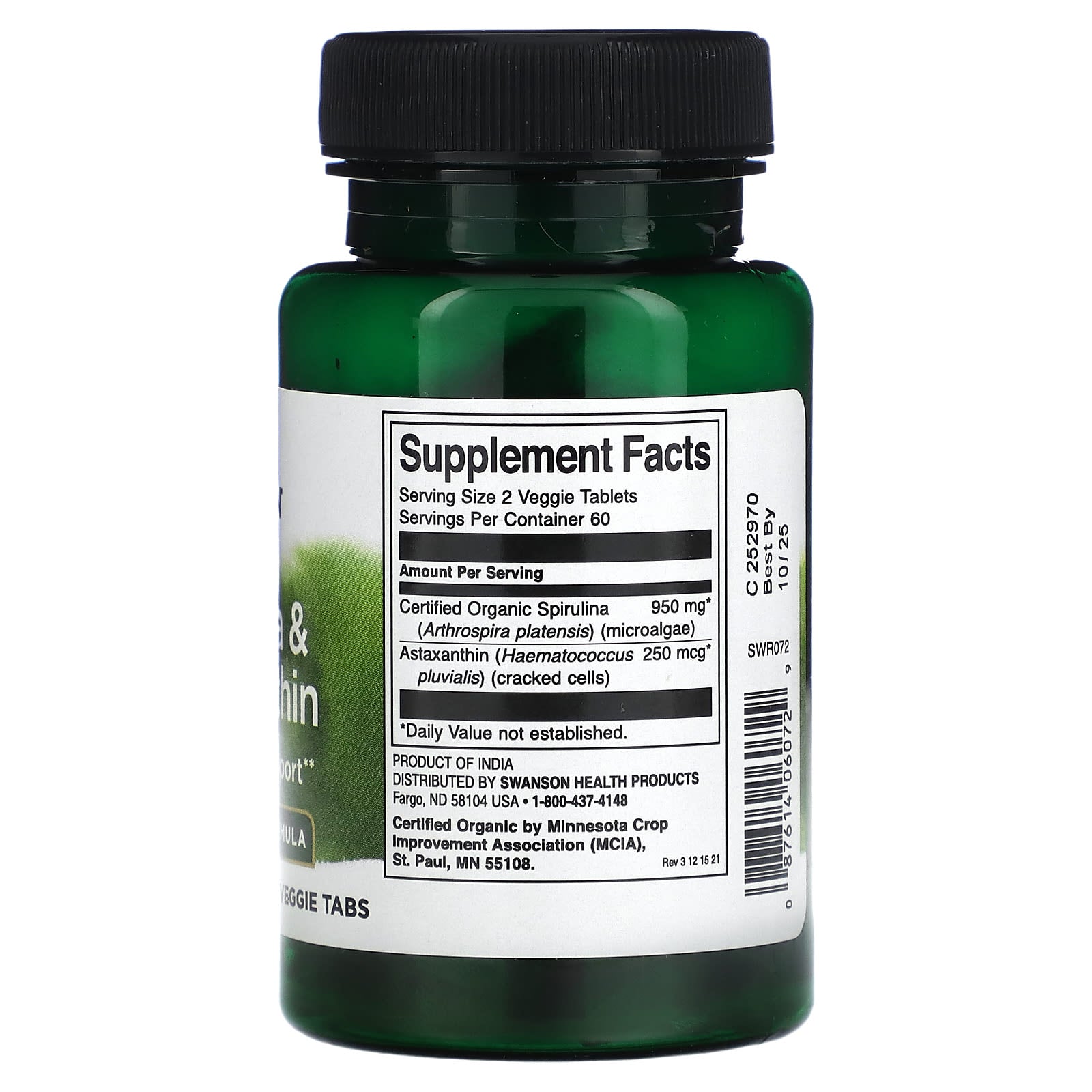 Espirulina e Astaxantina, 120 veggie comprimidos, Swanson