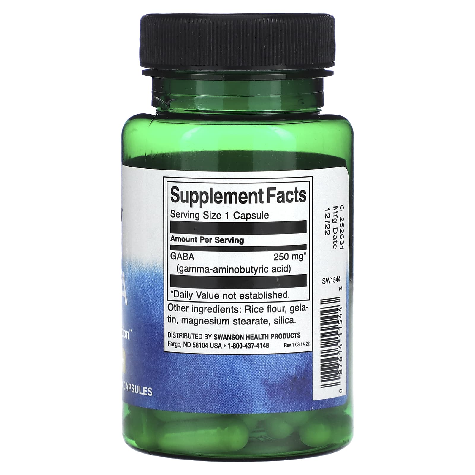 GABA, Força Máxima 750 mg, 60 Cápsulas Vegetais, Swanson