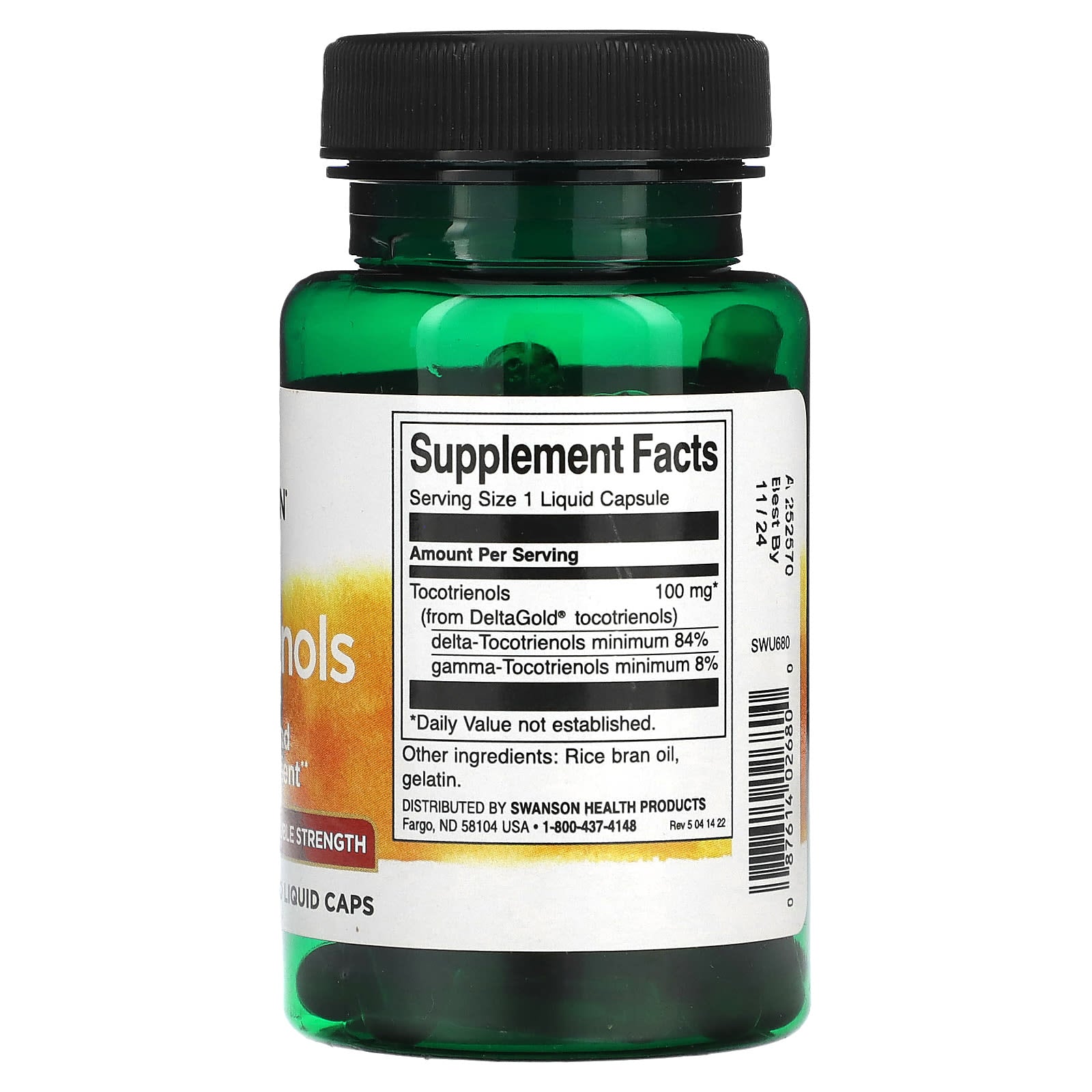 Tocotrienóis - 100mg Dupla Força, 60 liquid caps, Swanson