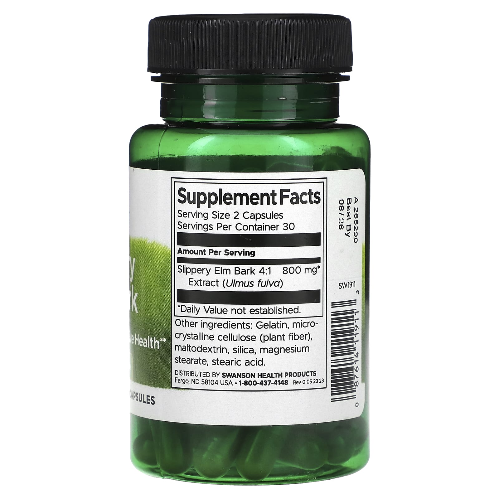 Casca de Olmo Escorregadio, 400mg, 60 caps, Swanson