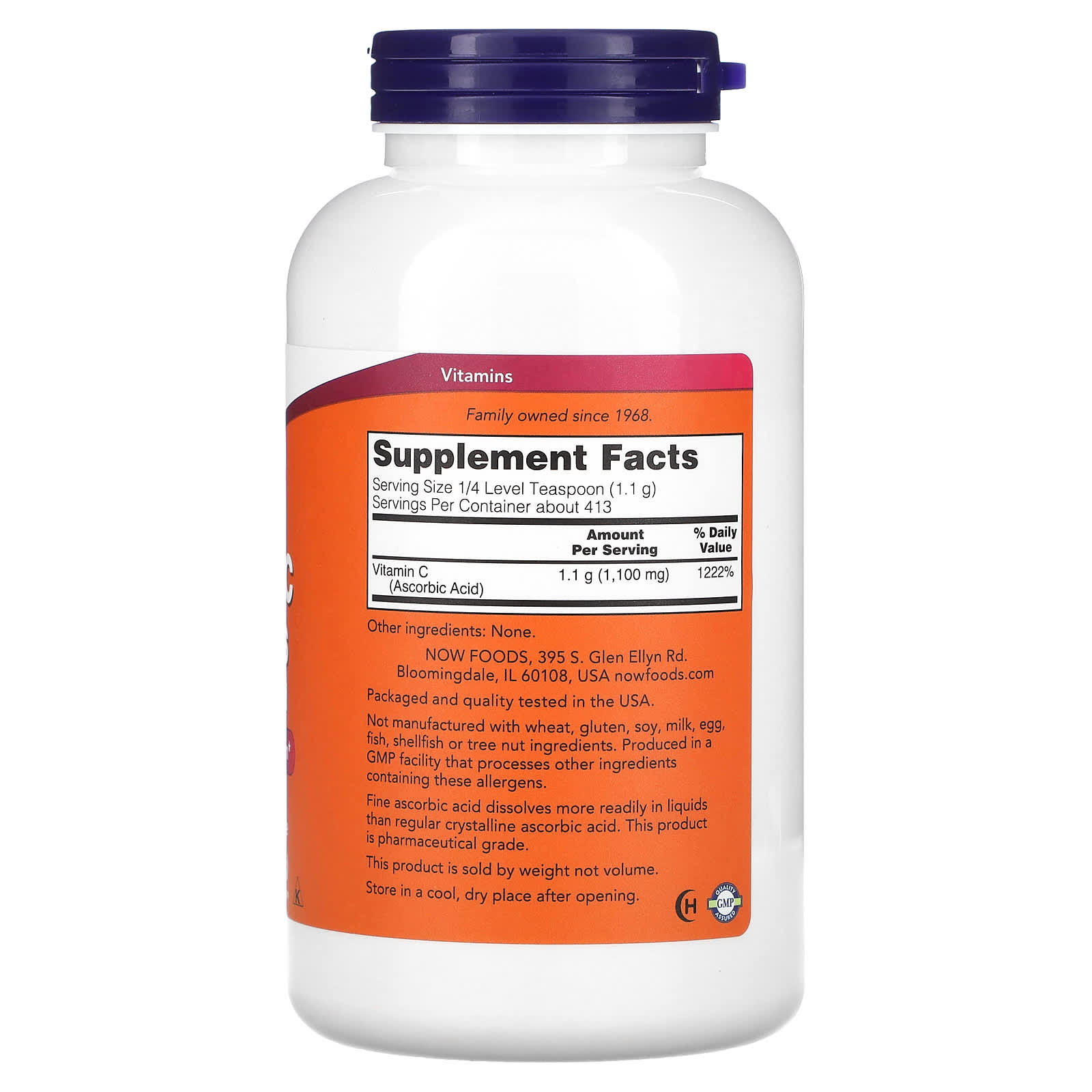 Cristais de vitamina C, 454 gramas, Now Foods