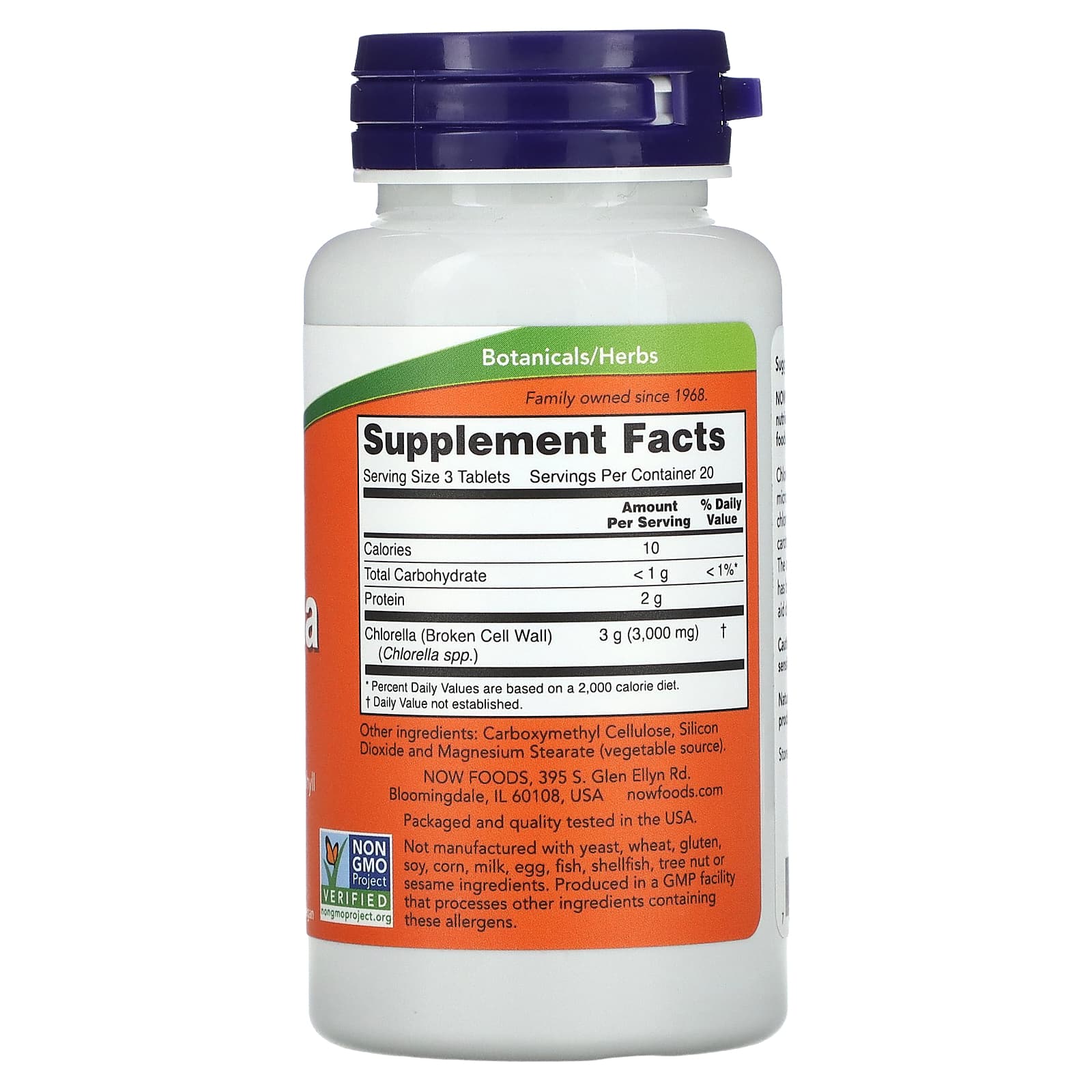 Chlorella 1000 mg, 60 comprimidos, Now Foods