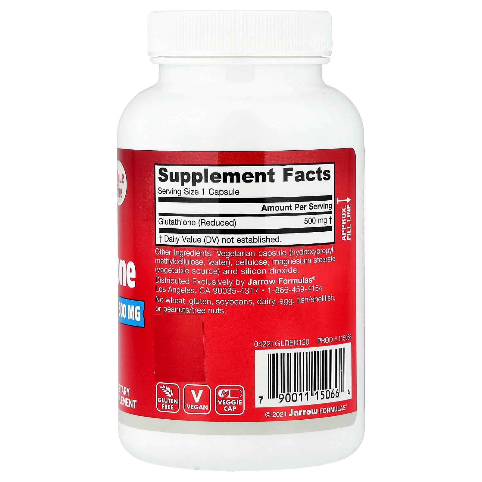 Glutationa Reduzida, 500 mg, 120 Cápsulas Vegetais, Jarrow Formulas