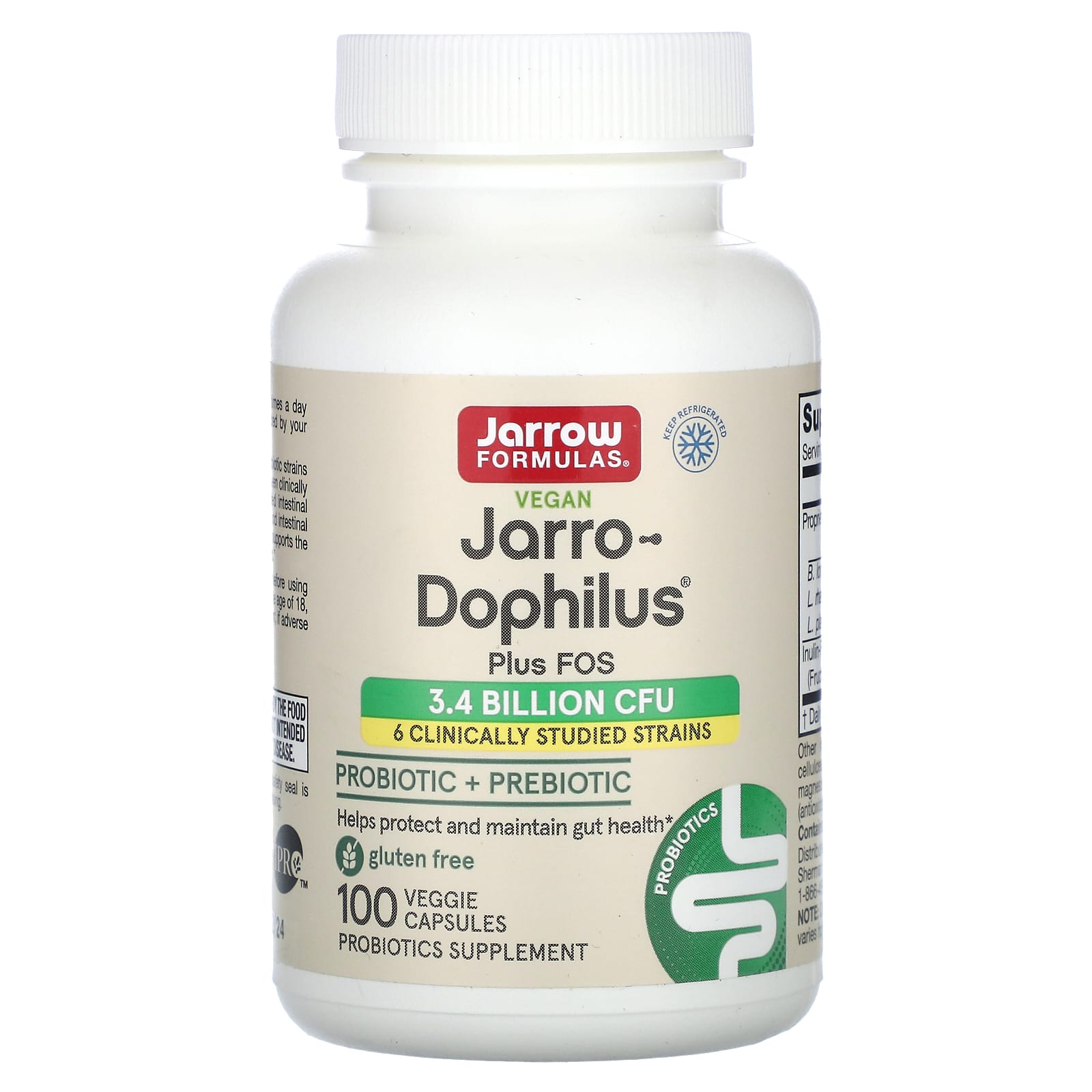 Jarro-Dophilus + FOS - 100 cápsulas vegetais, Jarrow Formulas