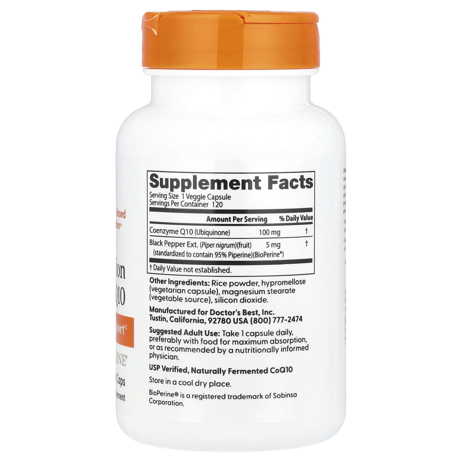 CoQ10 de alta absorção com BioPerine 100 mg, 120 cápsulas gelatinosas, Doctor's Best