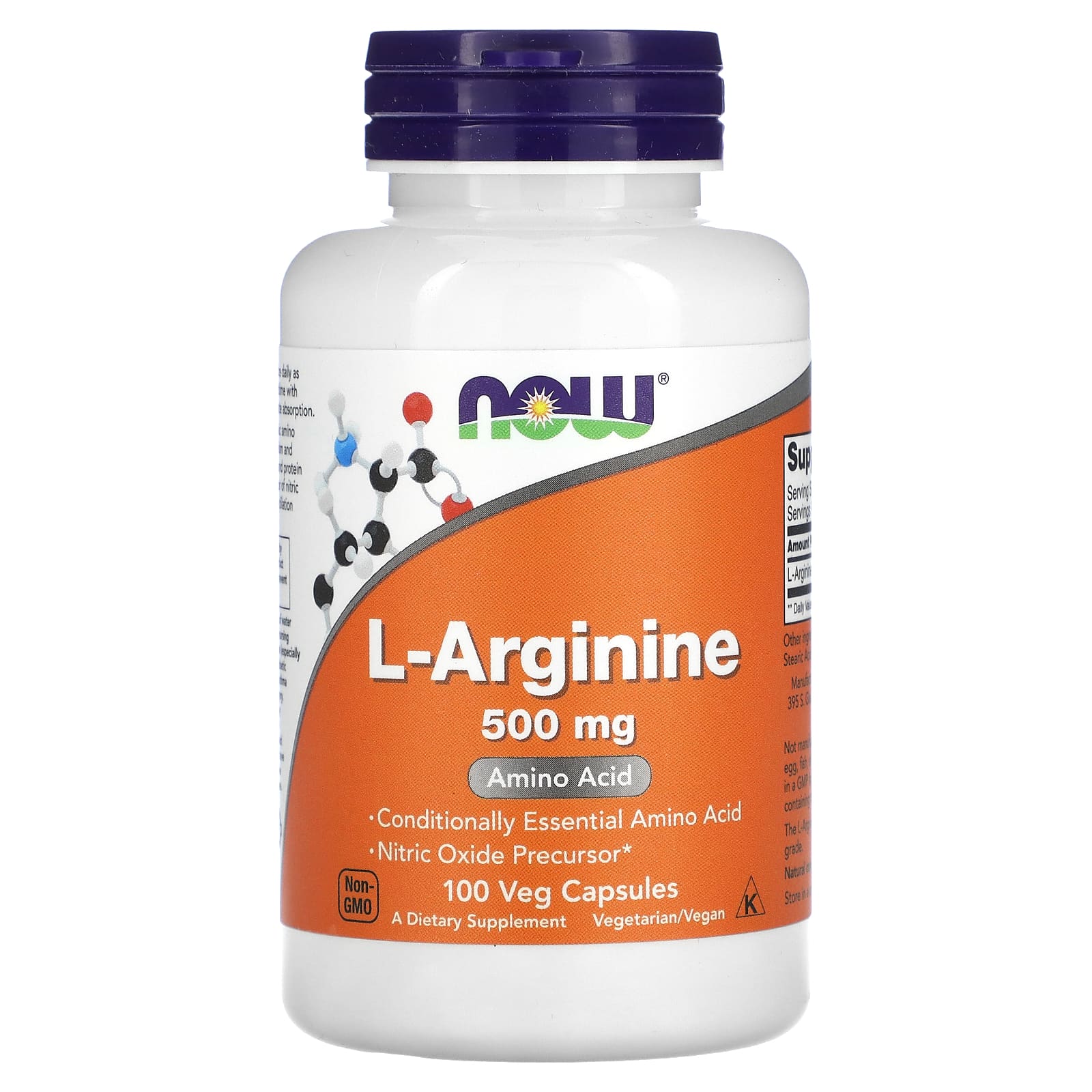 L-Arginina 500 mg, 100 Cápsulas, Now Foods