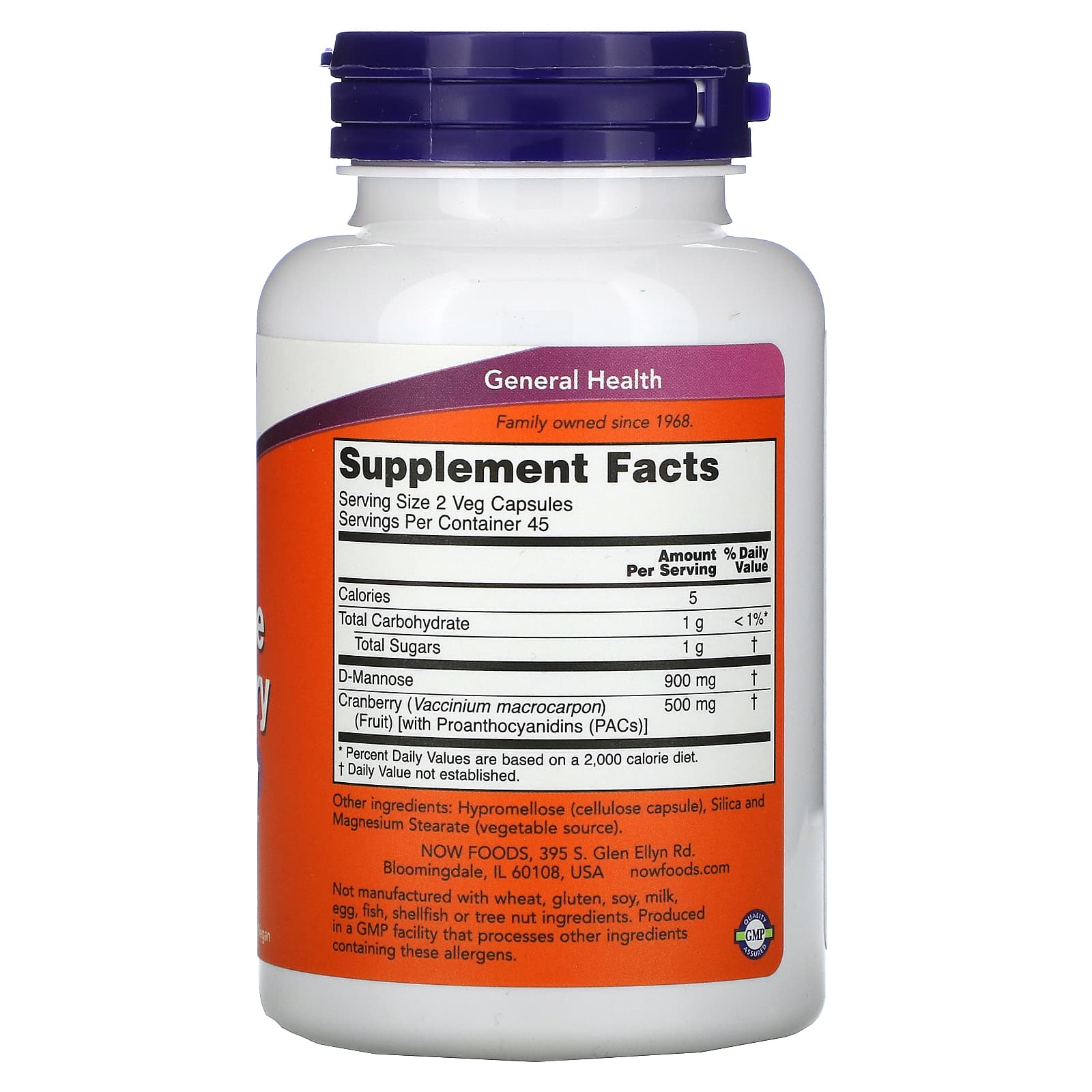 Mannose Cranberry, 90 vcaps, Now Foods
