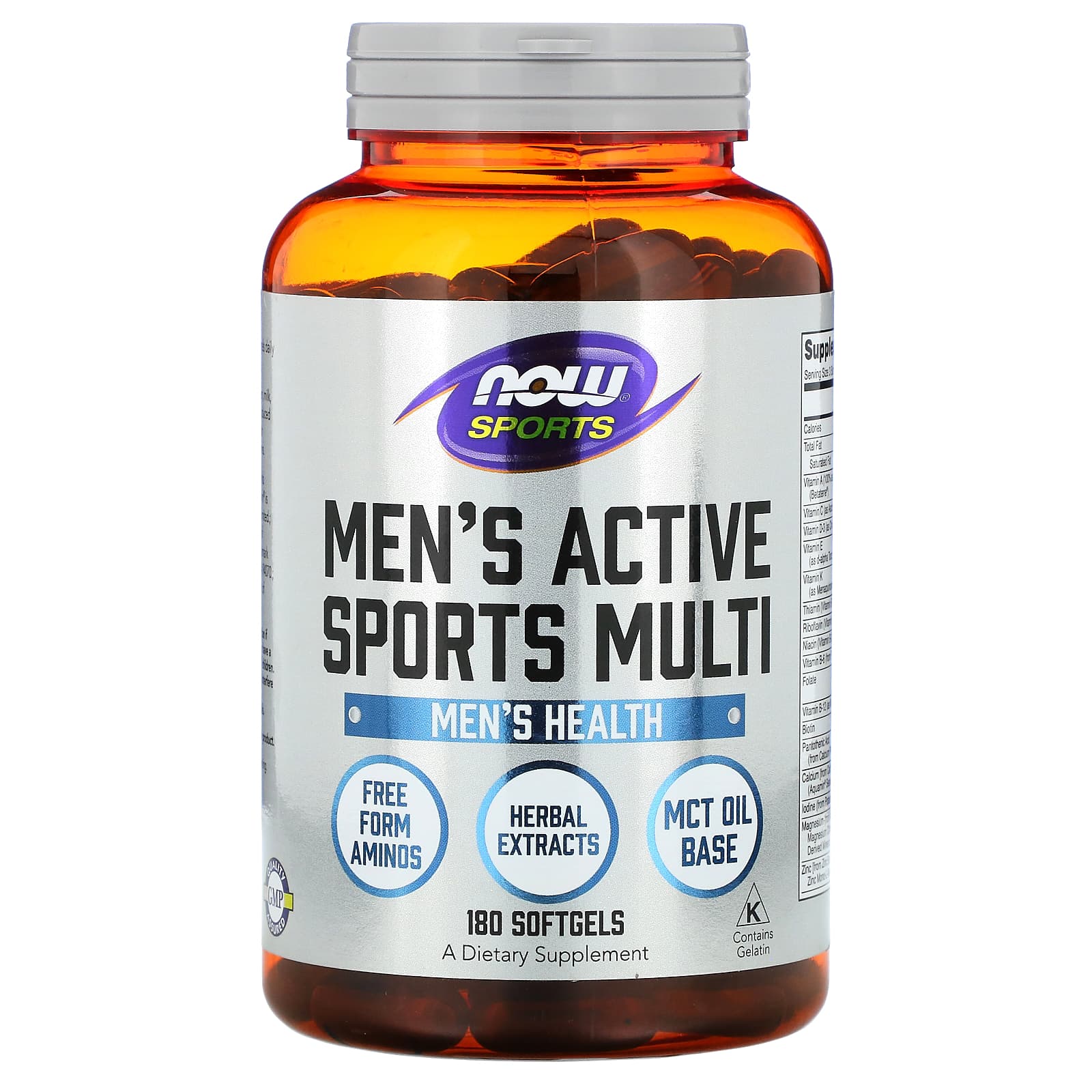 Multifuncional esportivo ativo masculino, 180 softgels, Now Foods