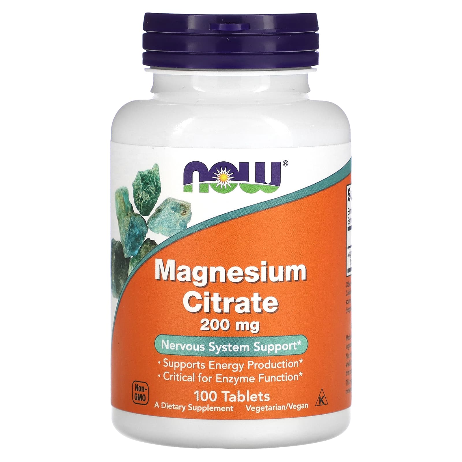 Citrato de Magnésio 200 mg, 100 Comprimidos, Now Foods