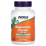 Citrato de Magnésio 200 mg, 100 Comprimidos, Now Foods