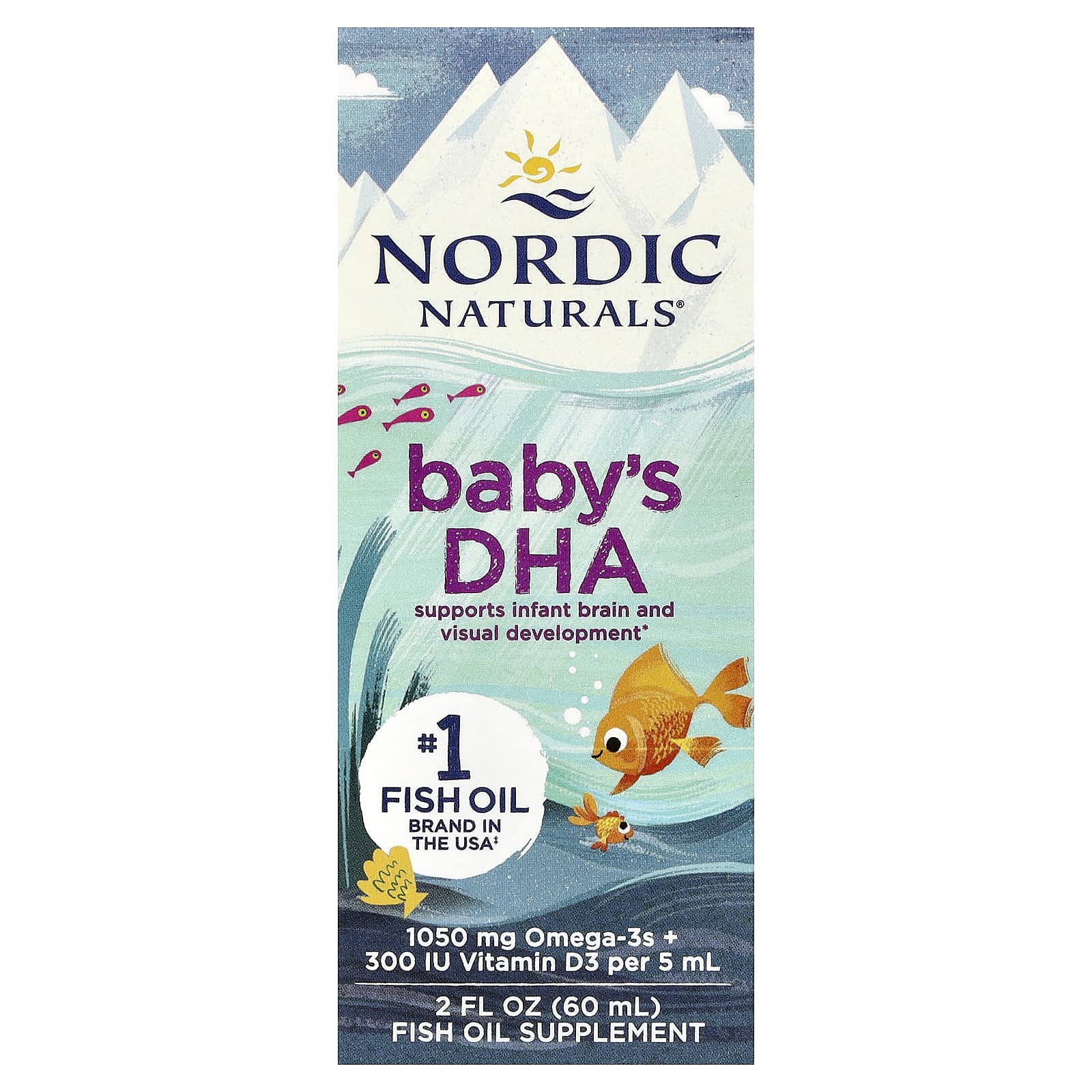 DHA para Bebê 1050 mg Ômega-3 + Vitamina D3 300 UI, 60 ml, Nordic Naturals