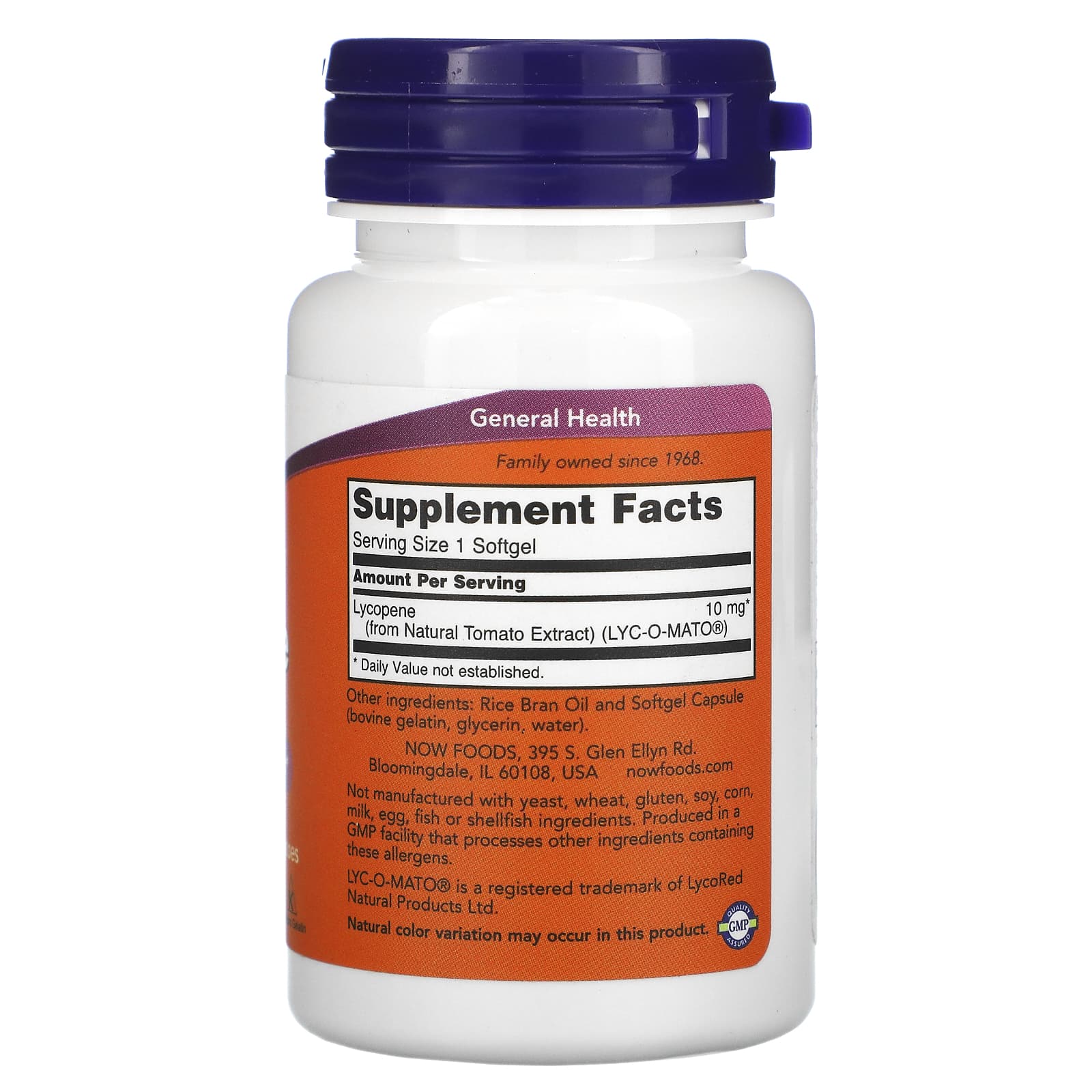 Licopeno - 10mg, 60 softgels, Now Foods