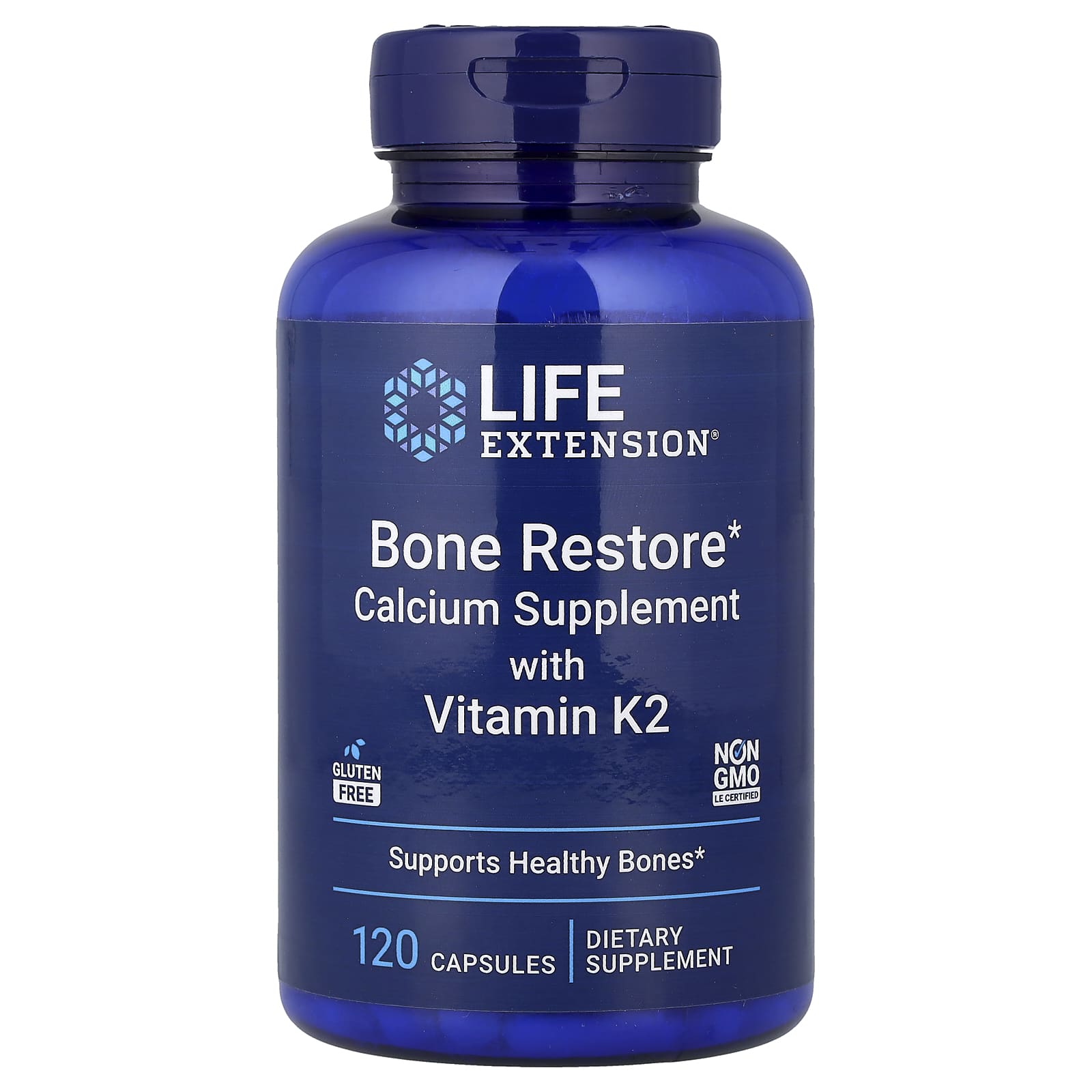 Restauração óssea com vitamina K2, 120 cápsulas, Life Extension