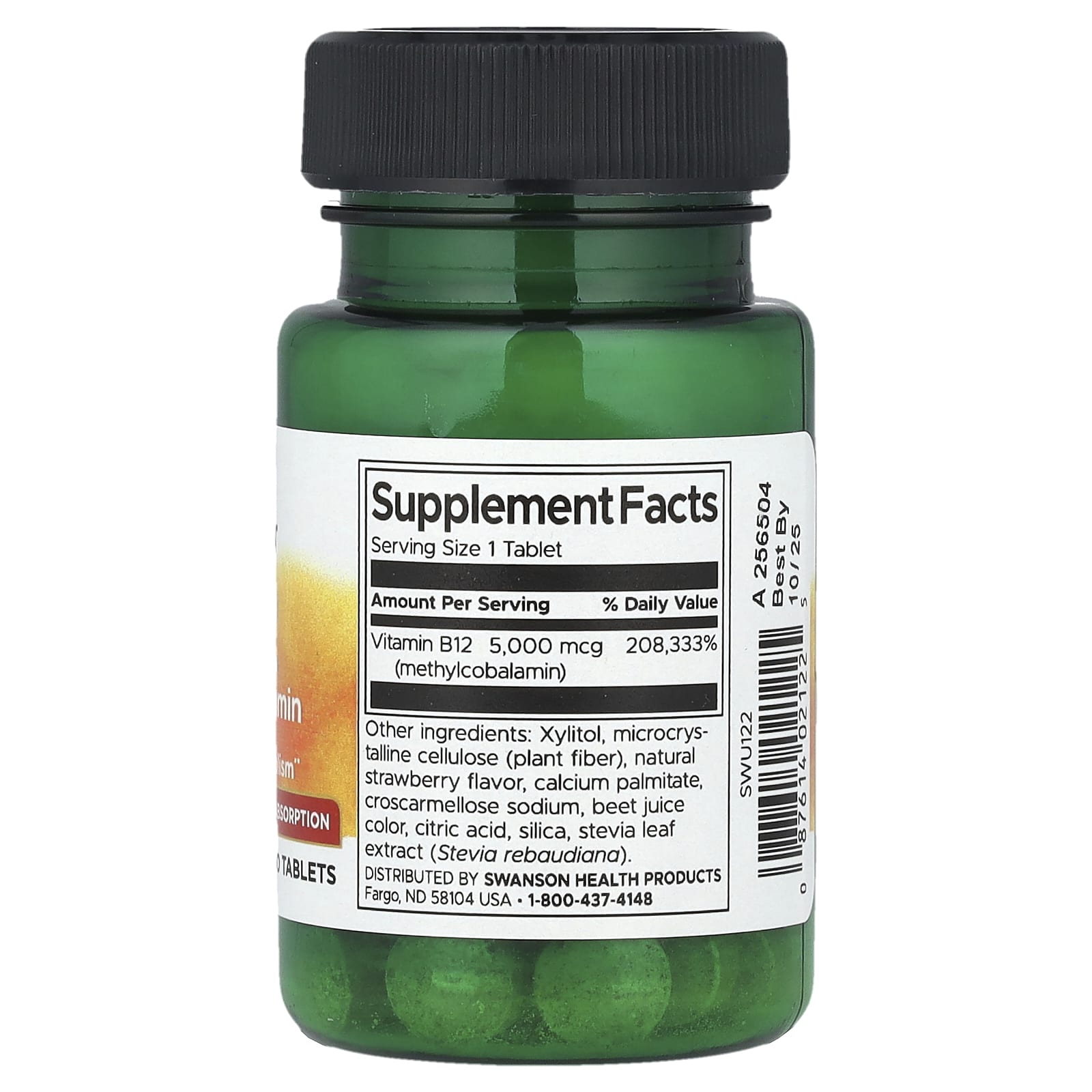 Vitamina B - 12 Metilcobalamina, 5000mcg Alta Absorção, 60 comprimidos, Swanson