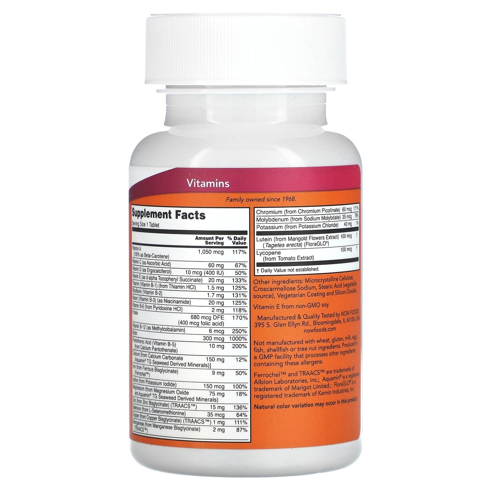 Vitaminas diárias, 100 comprimidos, Now Foods