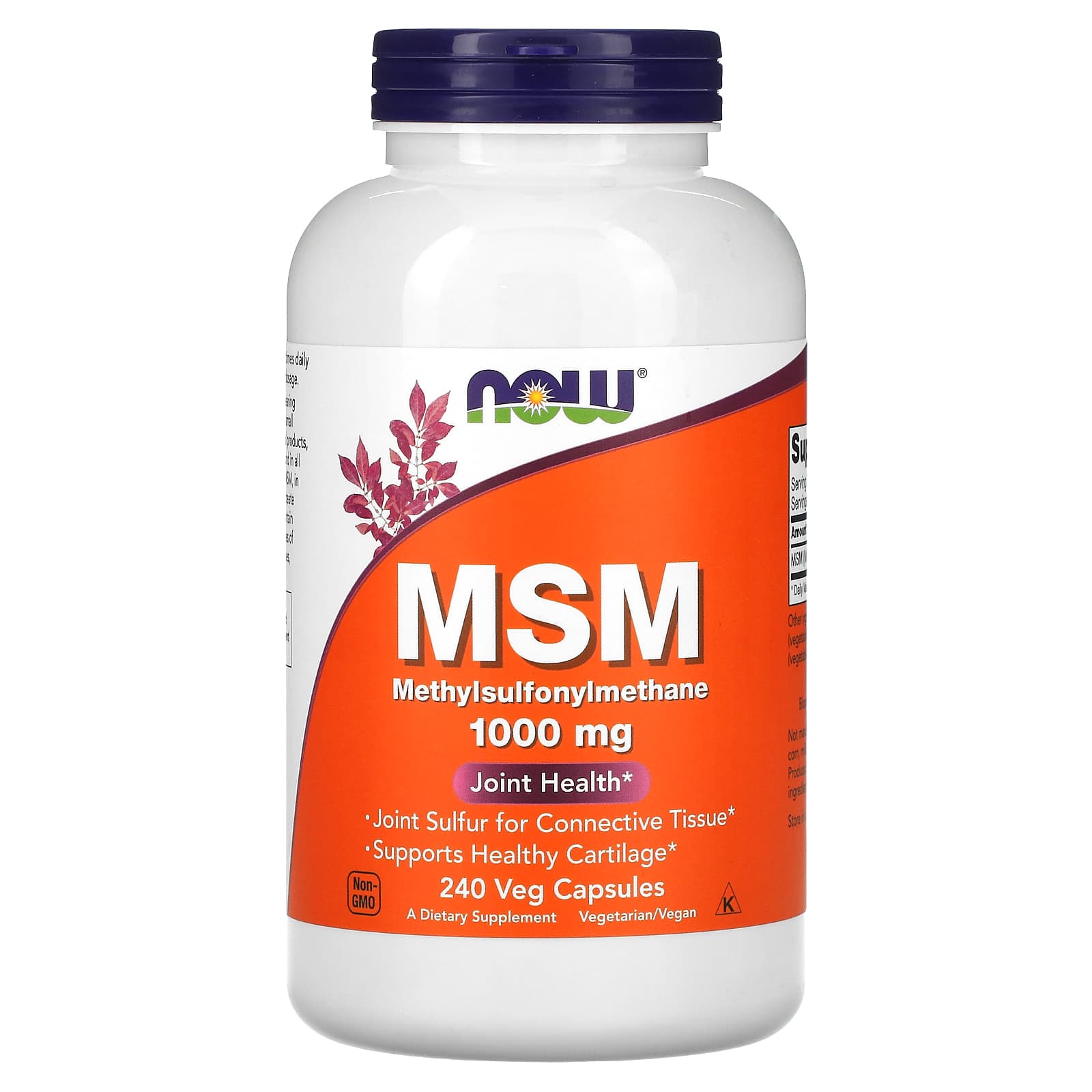 MSM Metilsulfonilmetano - 1000mg, 240 vcaps, Now Foods