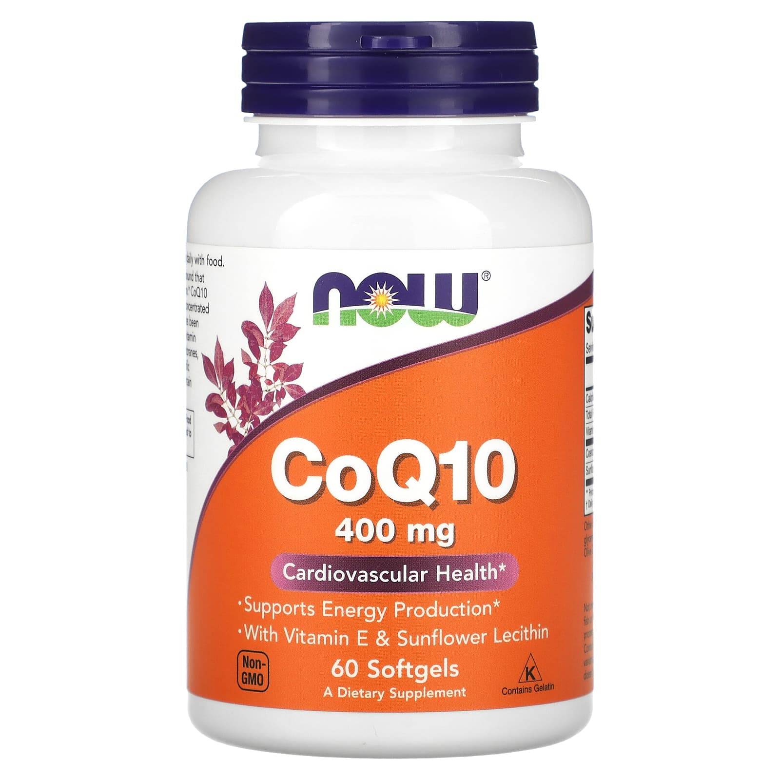 CoQ10 com Lecitina e Vitamina E - 400mg, 60 softgels, Now Foods