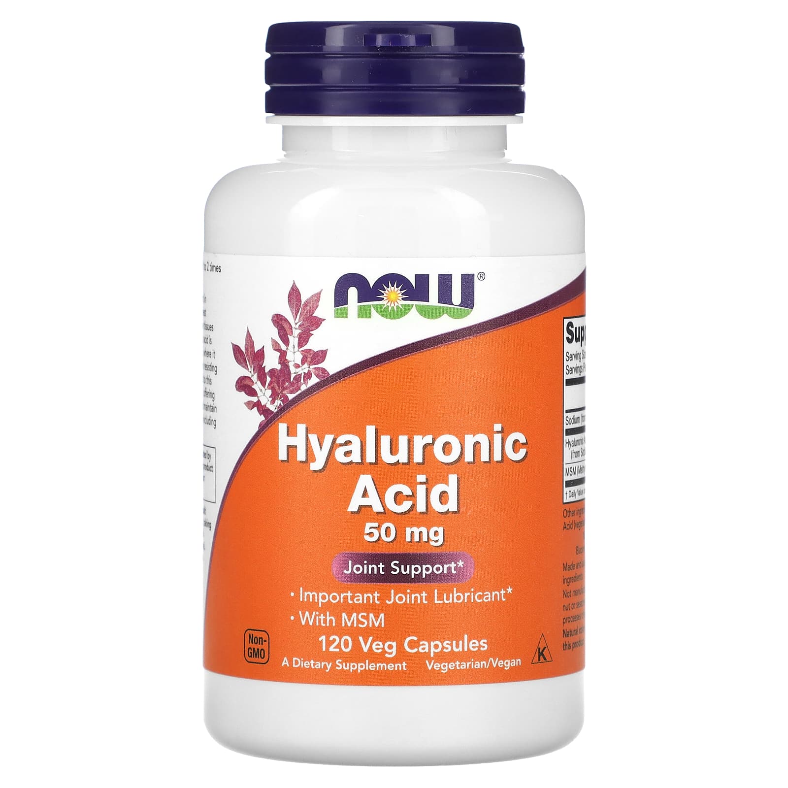 Ácido Hialurônico com MSM - 50mg, 120 vcaps, Now Foods