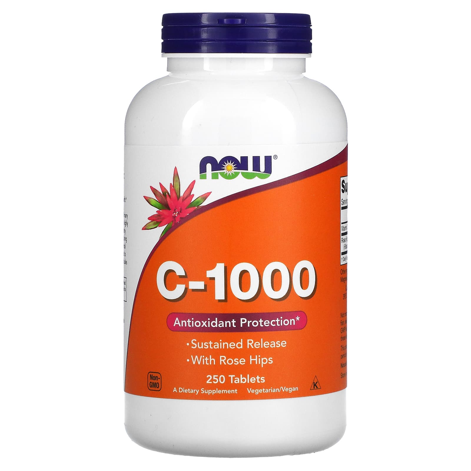 Vitamina C-1000 com Rosa Mosqueta - Liberação Sustentada, 250 comprimidos, Now Foods