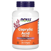 Ácido caprílico, 600mg, 100 softgels, Now Foods