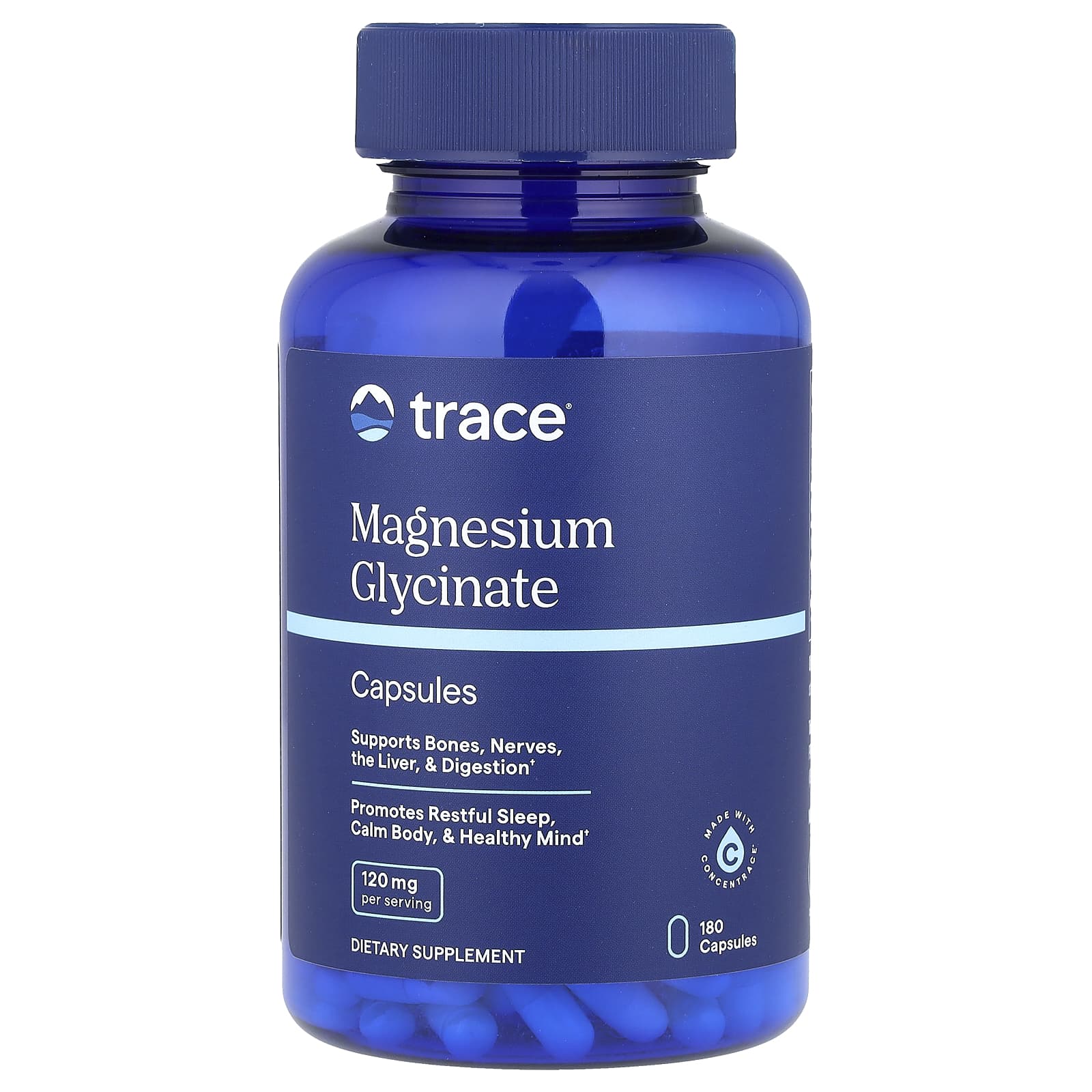 Glicinato de Magnésio, 120 mg, 180 Cápsulas, Trace Minerals Research