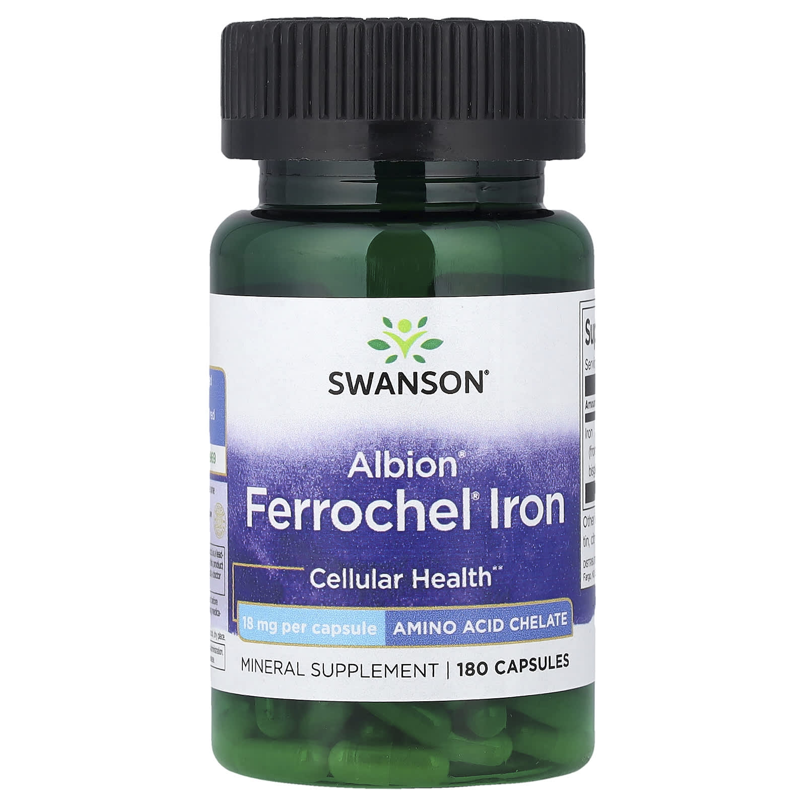 Albion Ferrochel Ferro 18 mg, 180 Cápsulas, Swanson