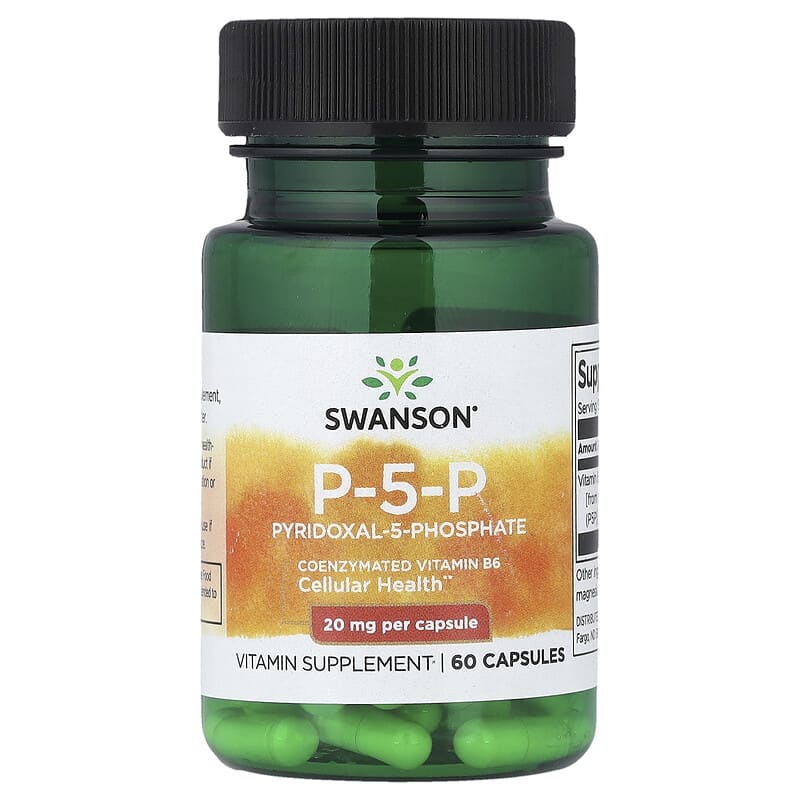 P - 5 - P (Piridoxal - 5 - Fosfato) Vitamina B6 Coenzimada - 40mg, 60 caps, Swanson