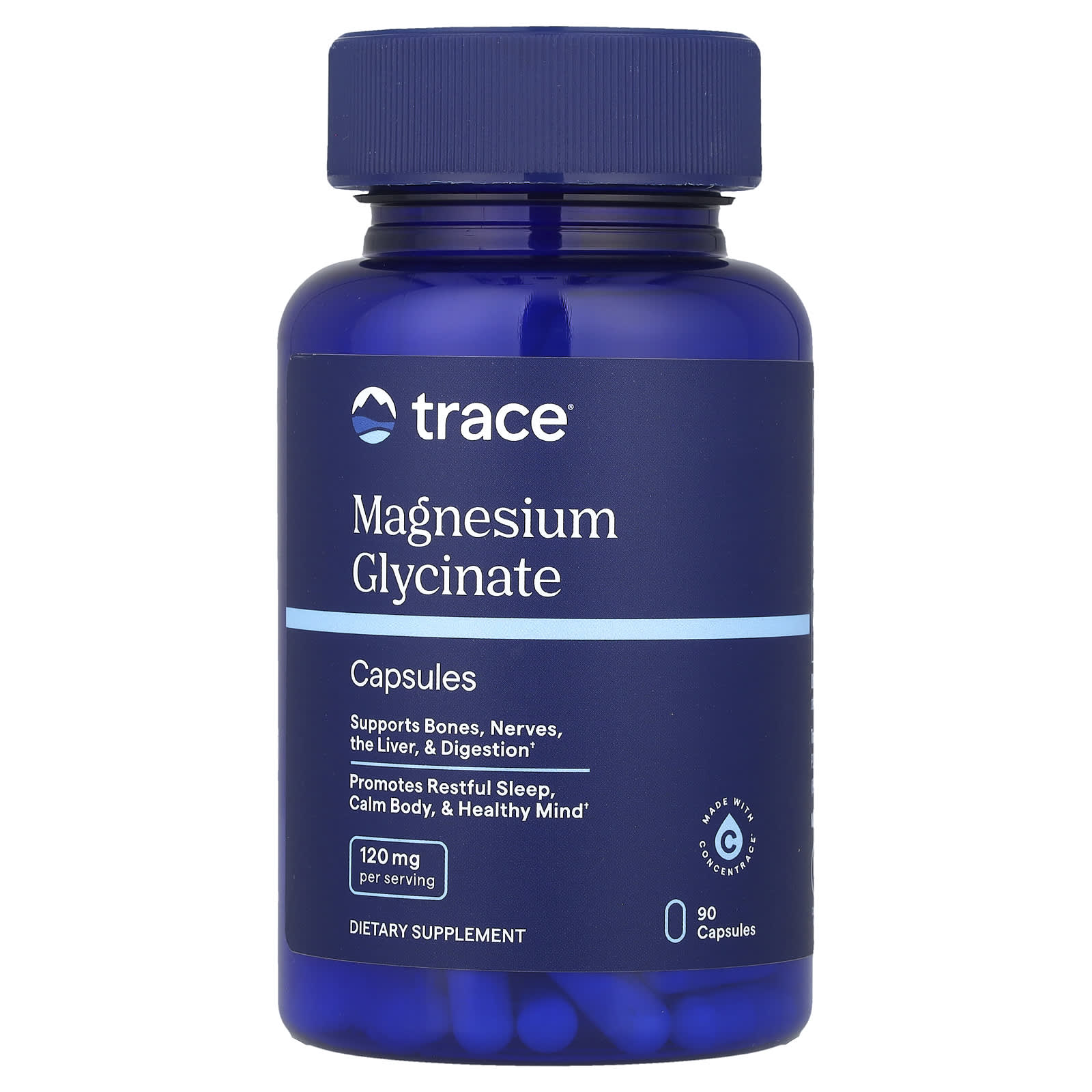 Glicinato de Magnésio, 120 mg, 90 Cápsulas, Trace Minerals Research
