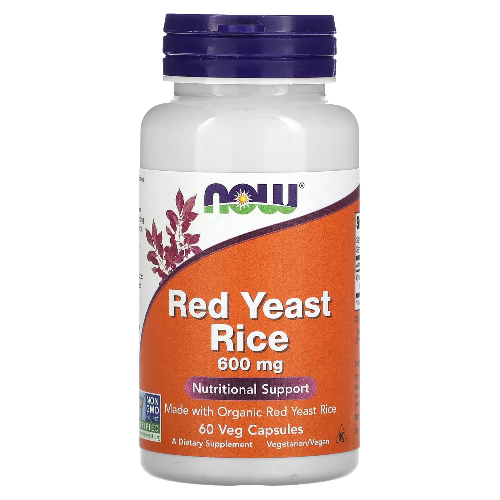 Arroz Vermelho Fermentado - 600mg, 60 vcaps, Now Foods